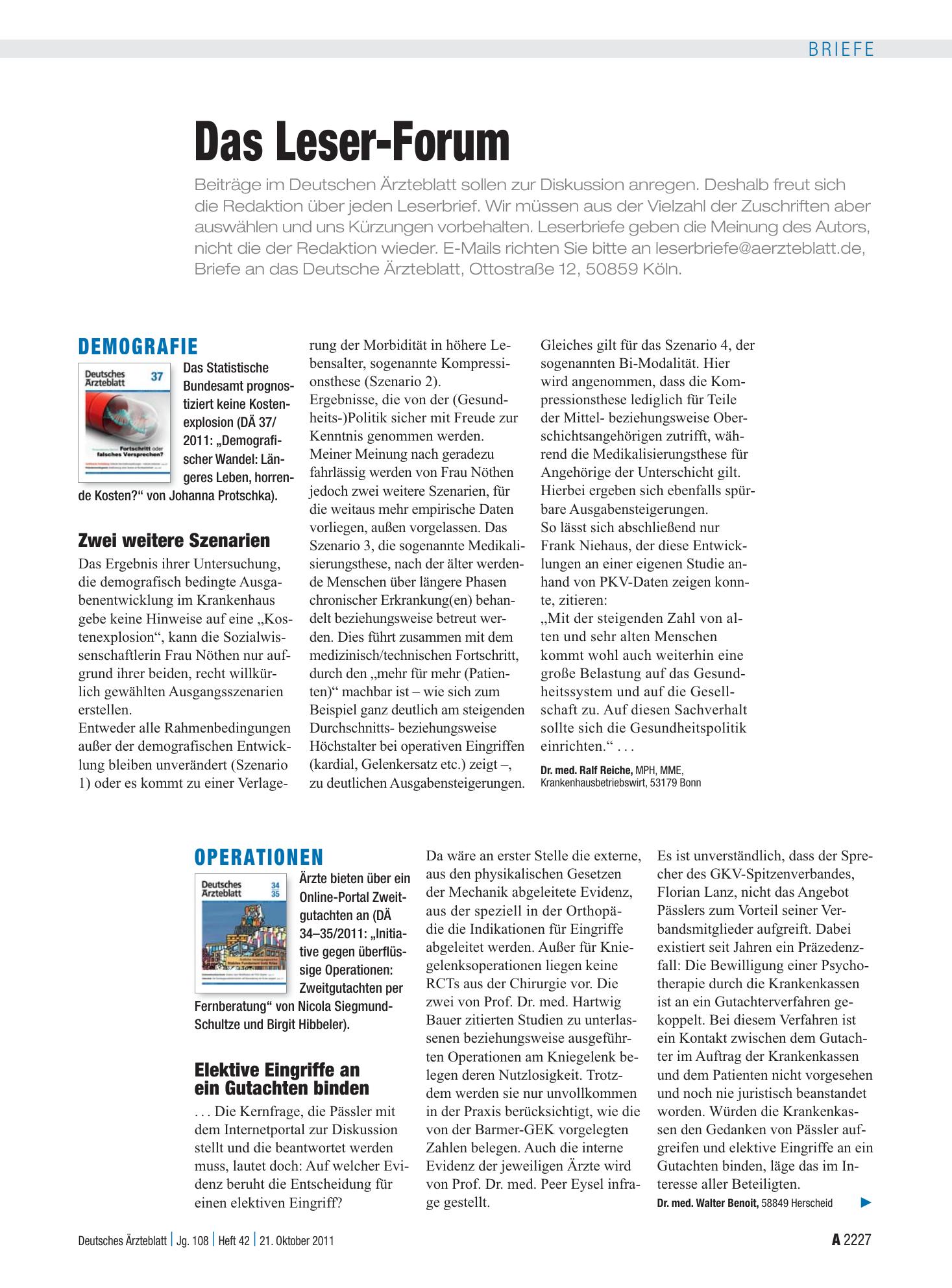Vorschauseite 1: Operationen: Elektive Eingriffe an ein Gutachten binden – Deutsches Ärzteblatt