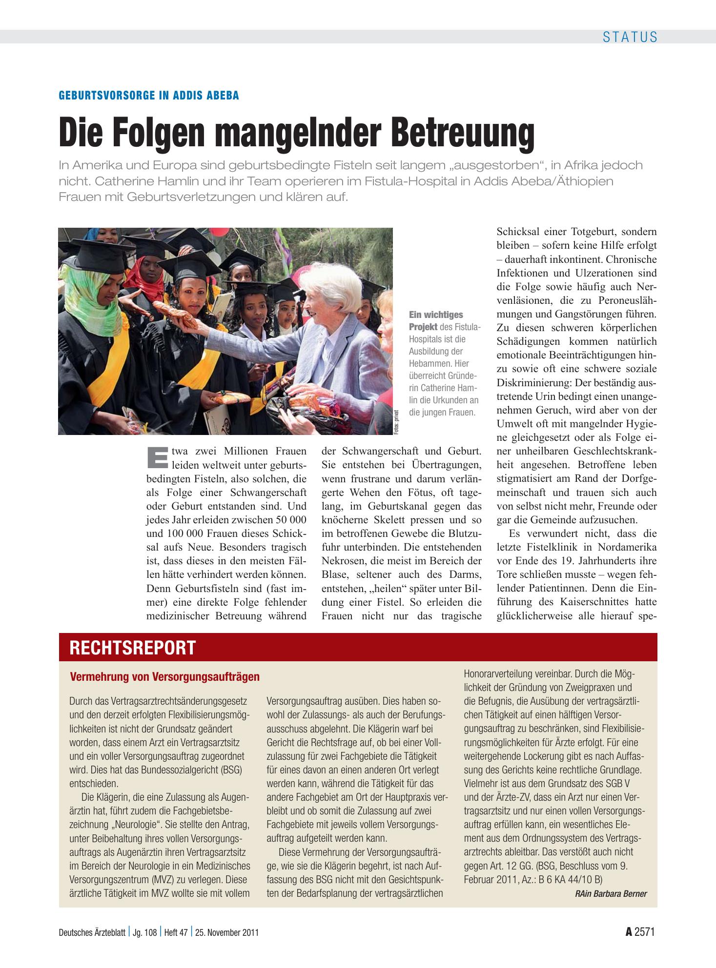 Vorschauseite 1: Vermehrung von Versorgungsaufträgen – Deutsches Ärzteblatt