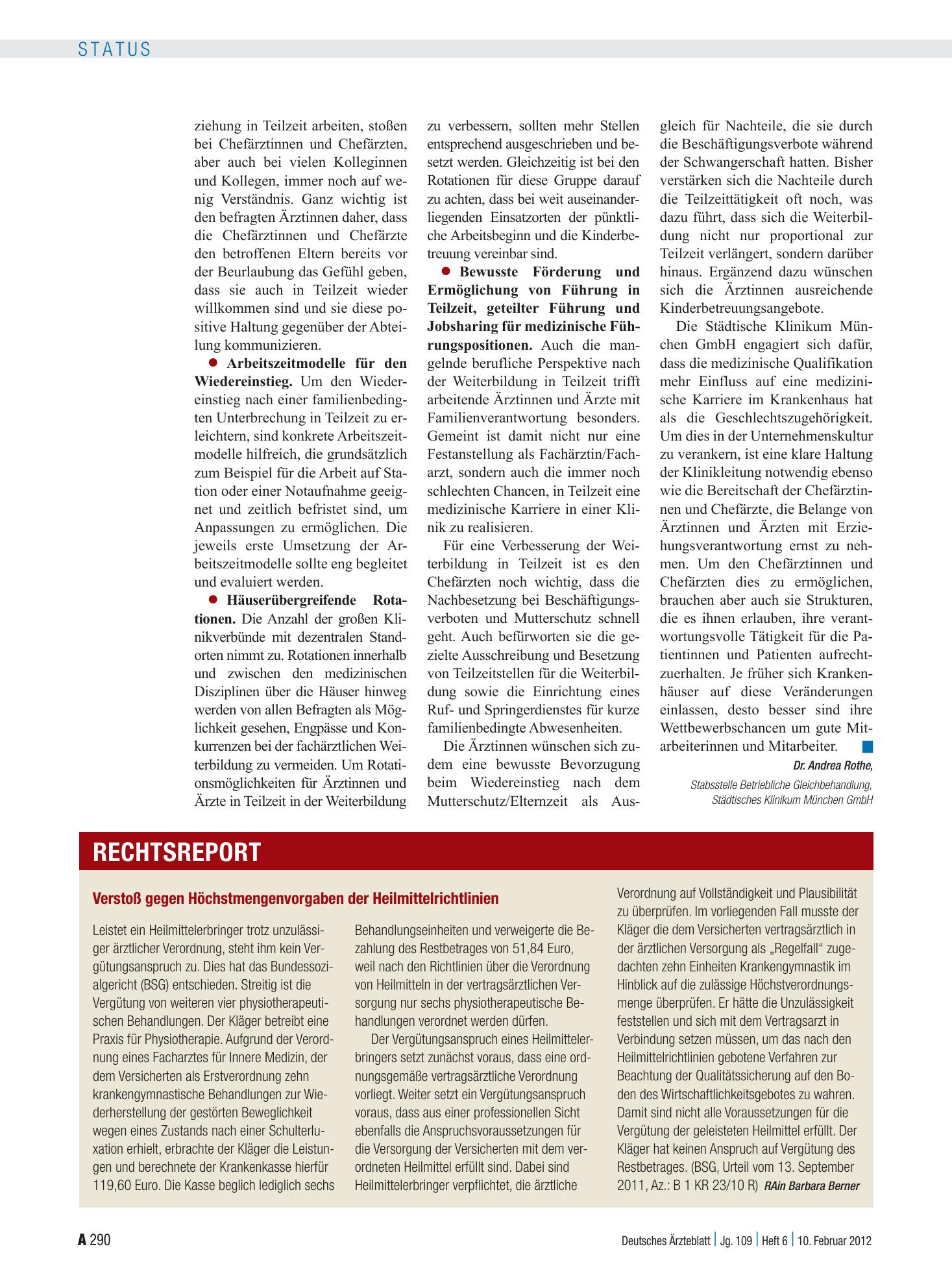 Vorschauseite 1: Verstoß gegen Höchstmengenvorgaben der Heilmittelrichtlinien – Deutsches Ärzteblatt