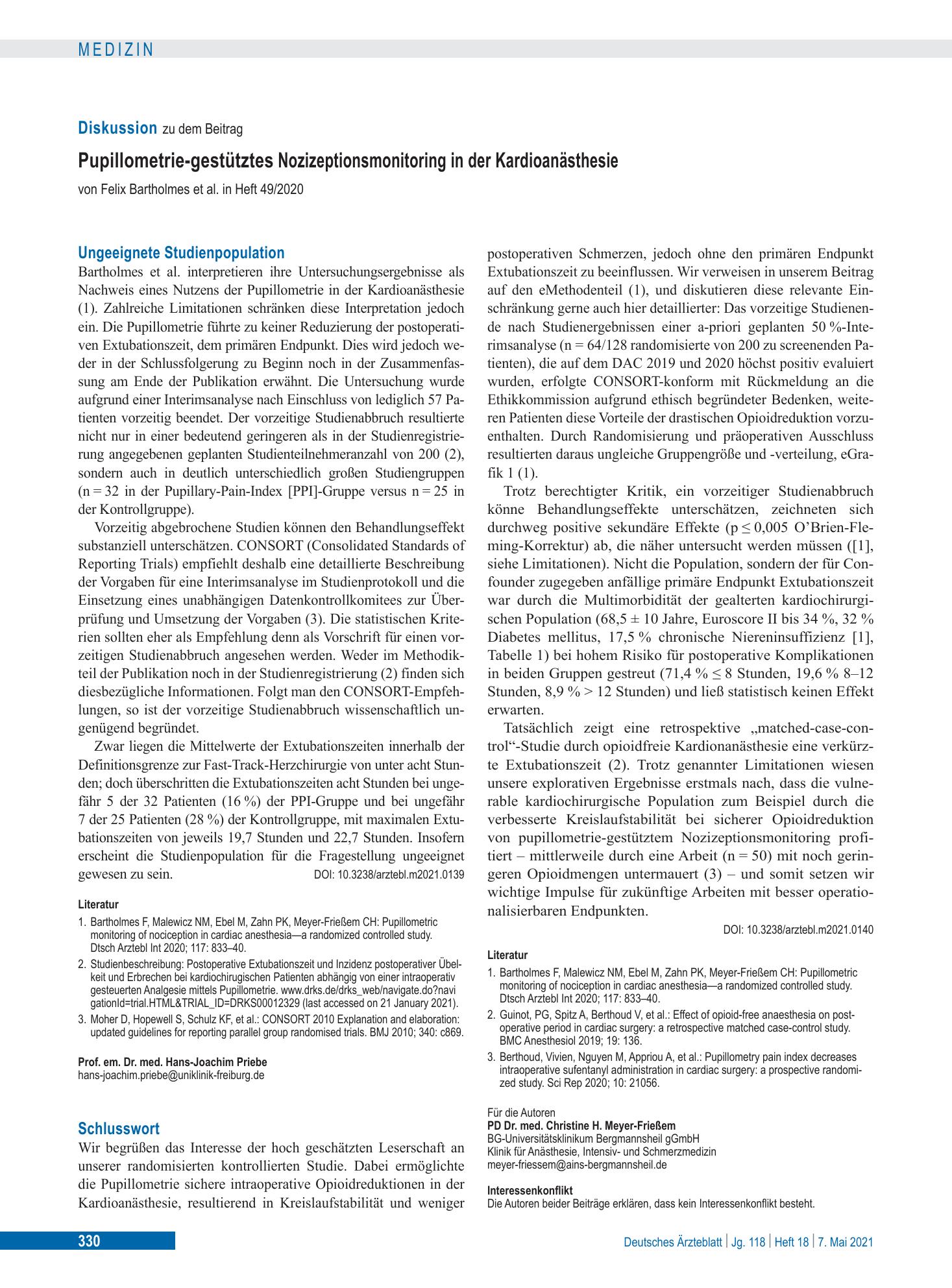 Vorschauseite 1: Ungeeignete Studienpopulation – Deutsches Ärzteblatt