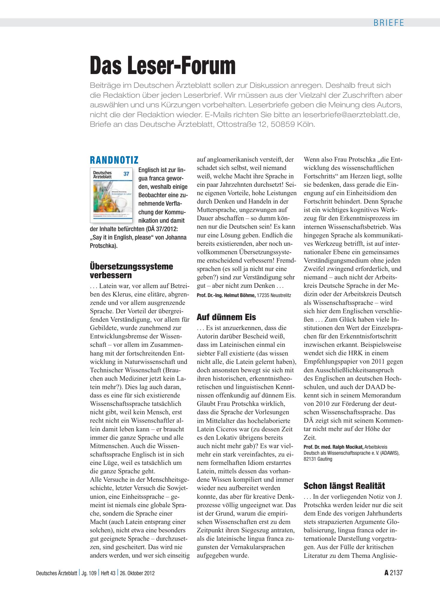 Vorschauseite 1: Randnotiz: Auf dünnem Eis – Deutsches Ärzteblatt