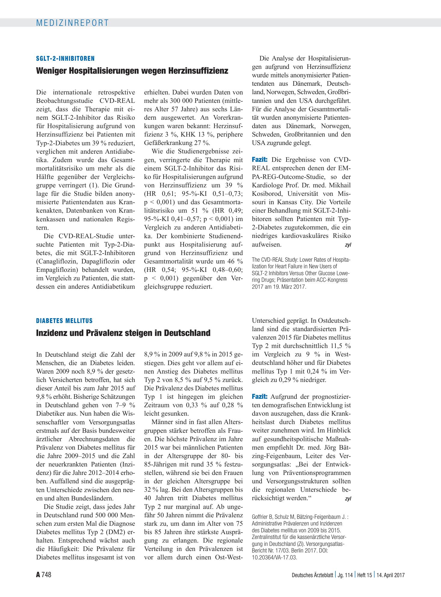 Vorschauseite 1: Diabetes mellitus: Inzidenz und Prävalenz steigen in Deutschland – Deutsches Ärzteblatt