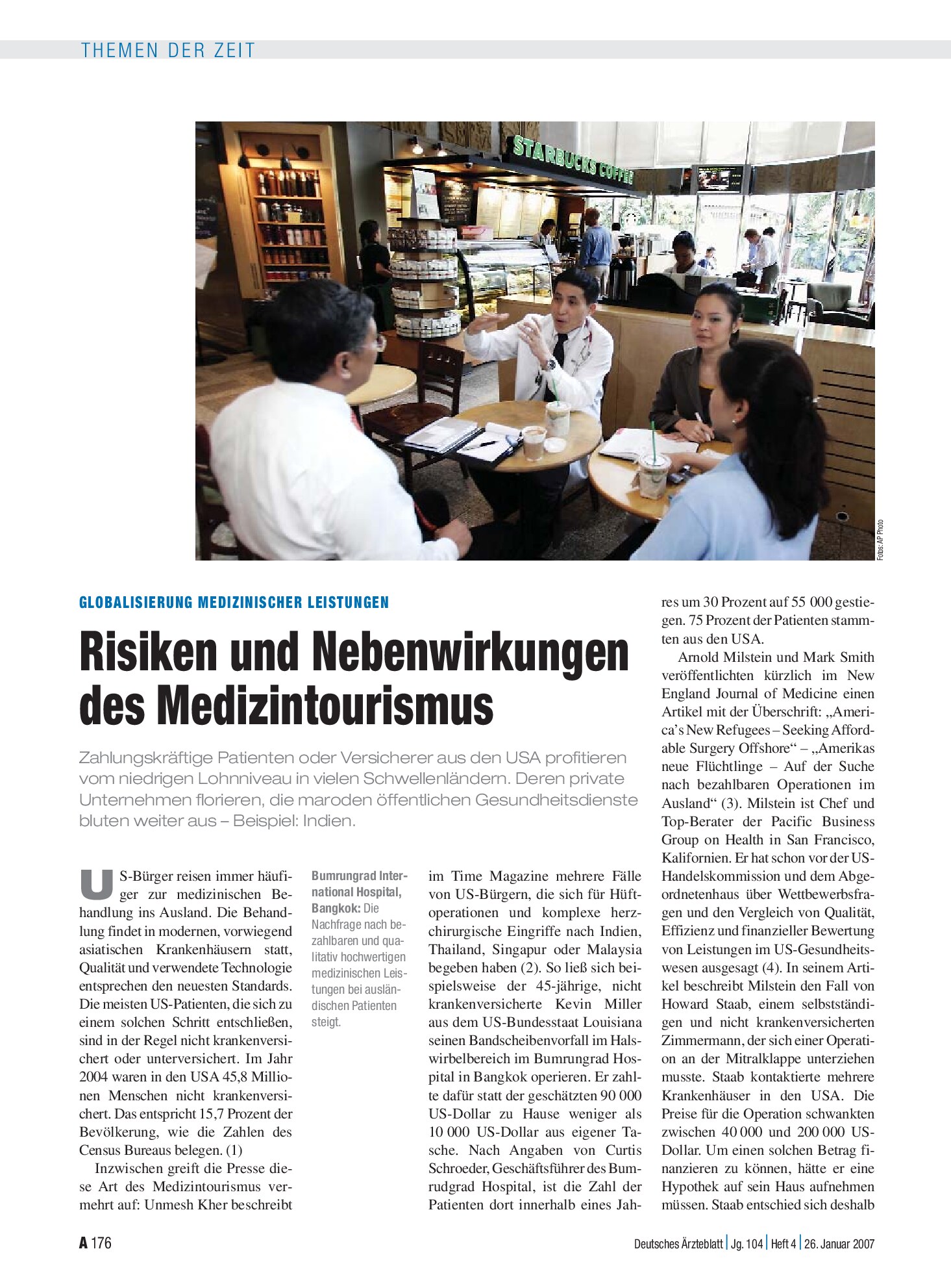 Vorschauseite 1: Globalisierung medizinischer Leistungen: Risiken und Nebenwirkungen des Medizintourismus – Deutsches Ärzteblatt