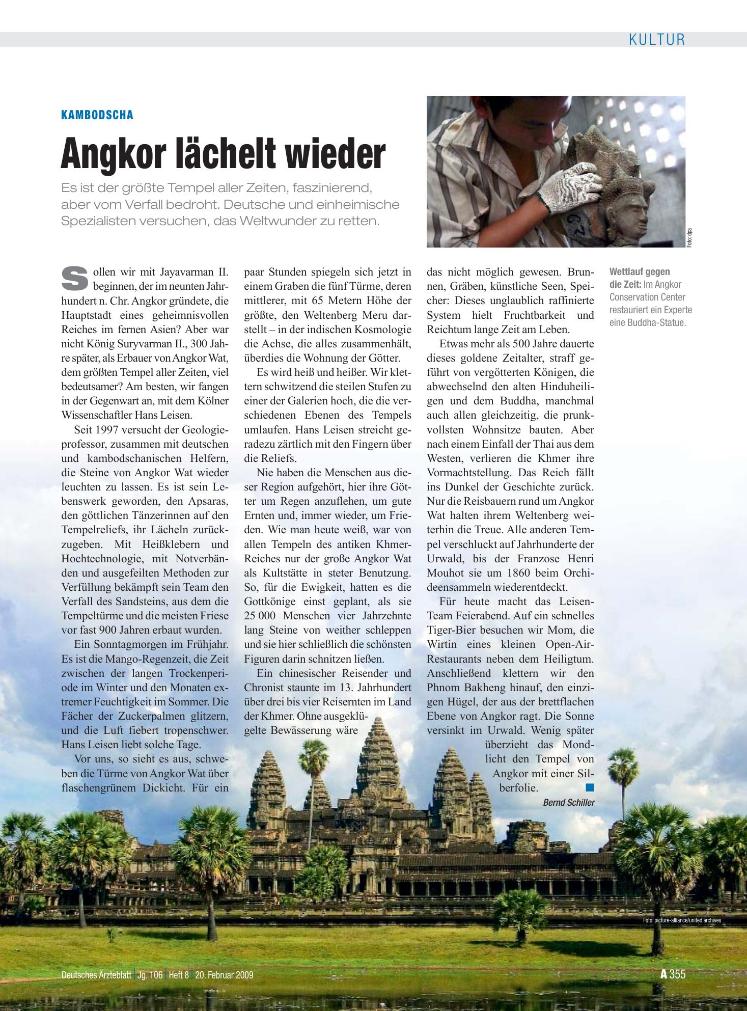 Vorschauseite 1: Kambodscha: Angkor lächelt wieder – Deutsches Ärzteblatt