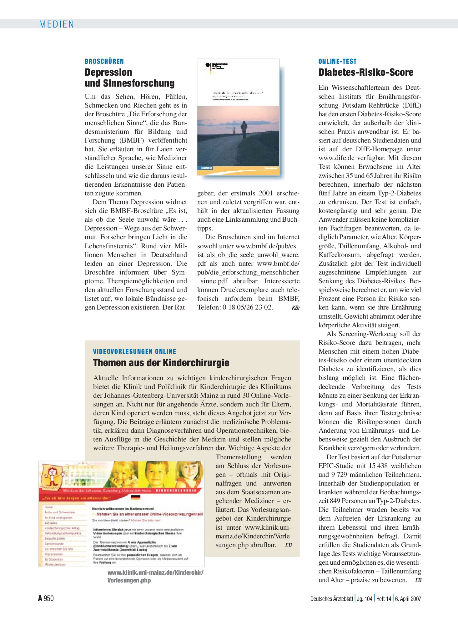 Vorschauseite 1: Online-Test: Diabetes-Risiko-Score – Deutsches Ärzteblatt