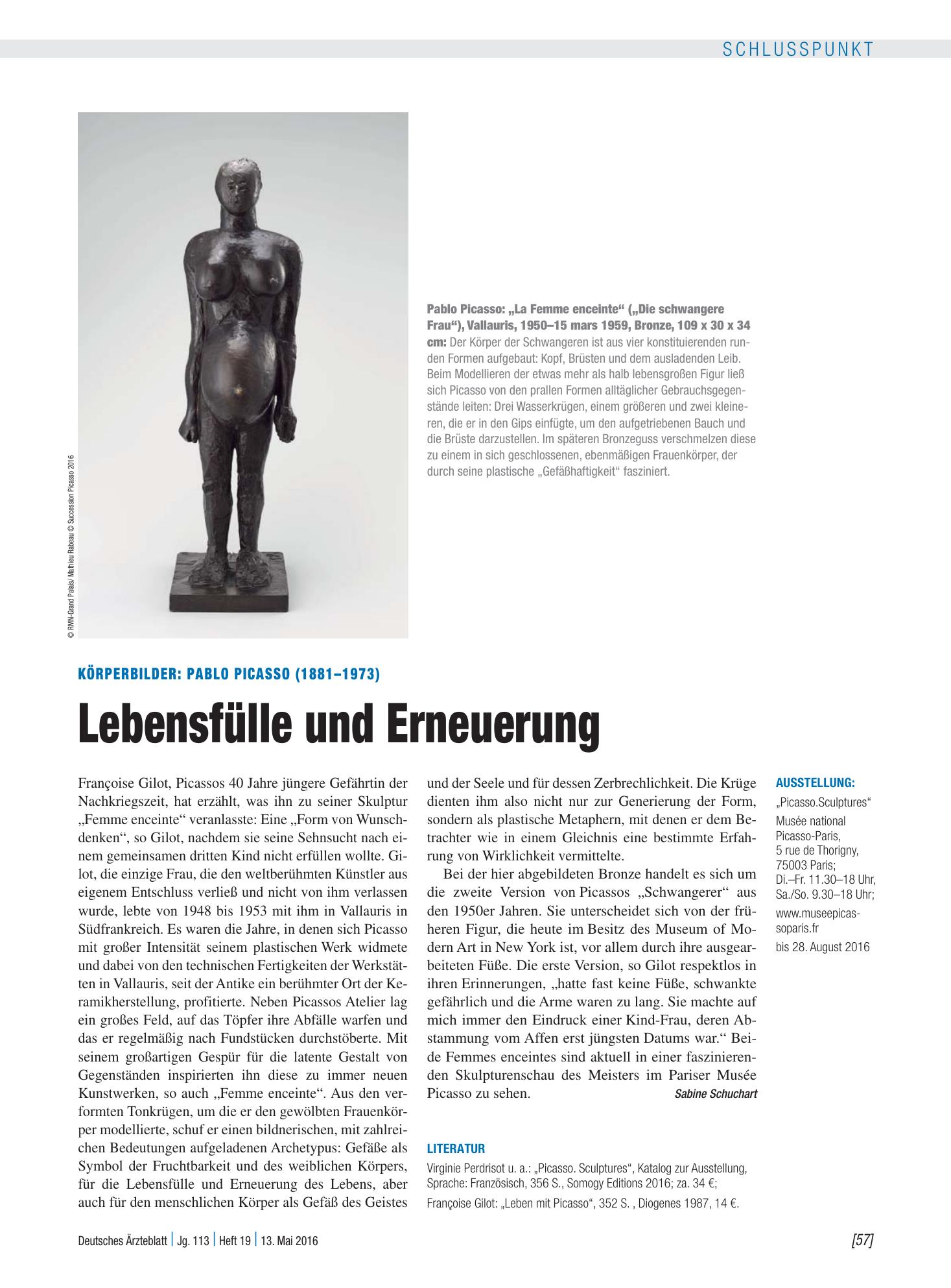 Vorschauseite 1: Körperbilder: Pablo Picasso (1881–1973) – Lebensfülle und Erneuerung – Deutsches Ärzteblatt