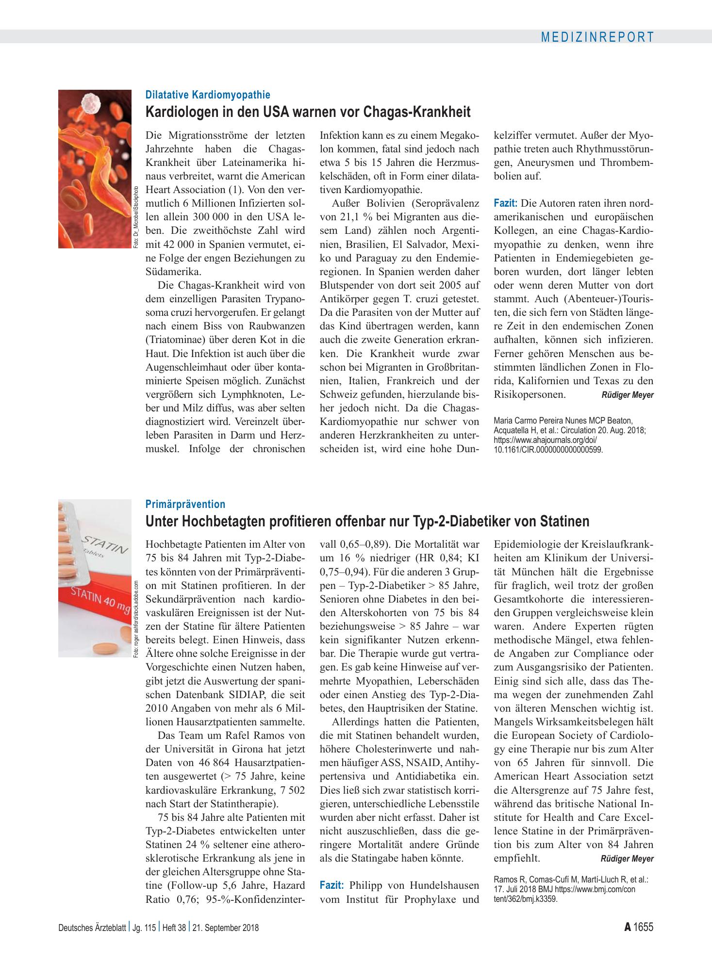 Vorschauseite 1: Primärprävention: Unter Hochbetagten profitieren offenbar nur Typ-2-Diabetiker von Statinen – Deutsches Ärzteblatt
