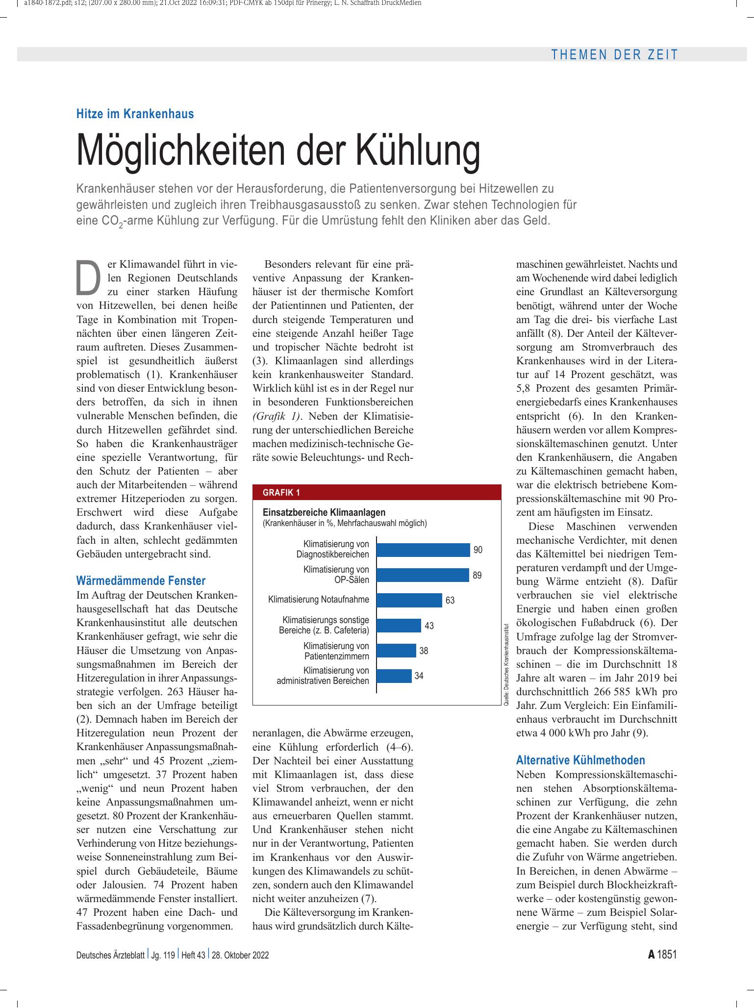 Vorschauseite 1: Hitze im Krankenhaus: Möglichkeiten der Kühlung – Deutsches Ärzteblatt