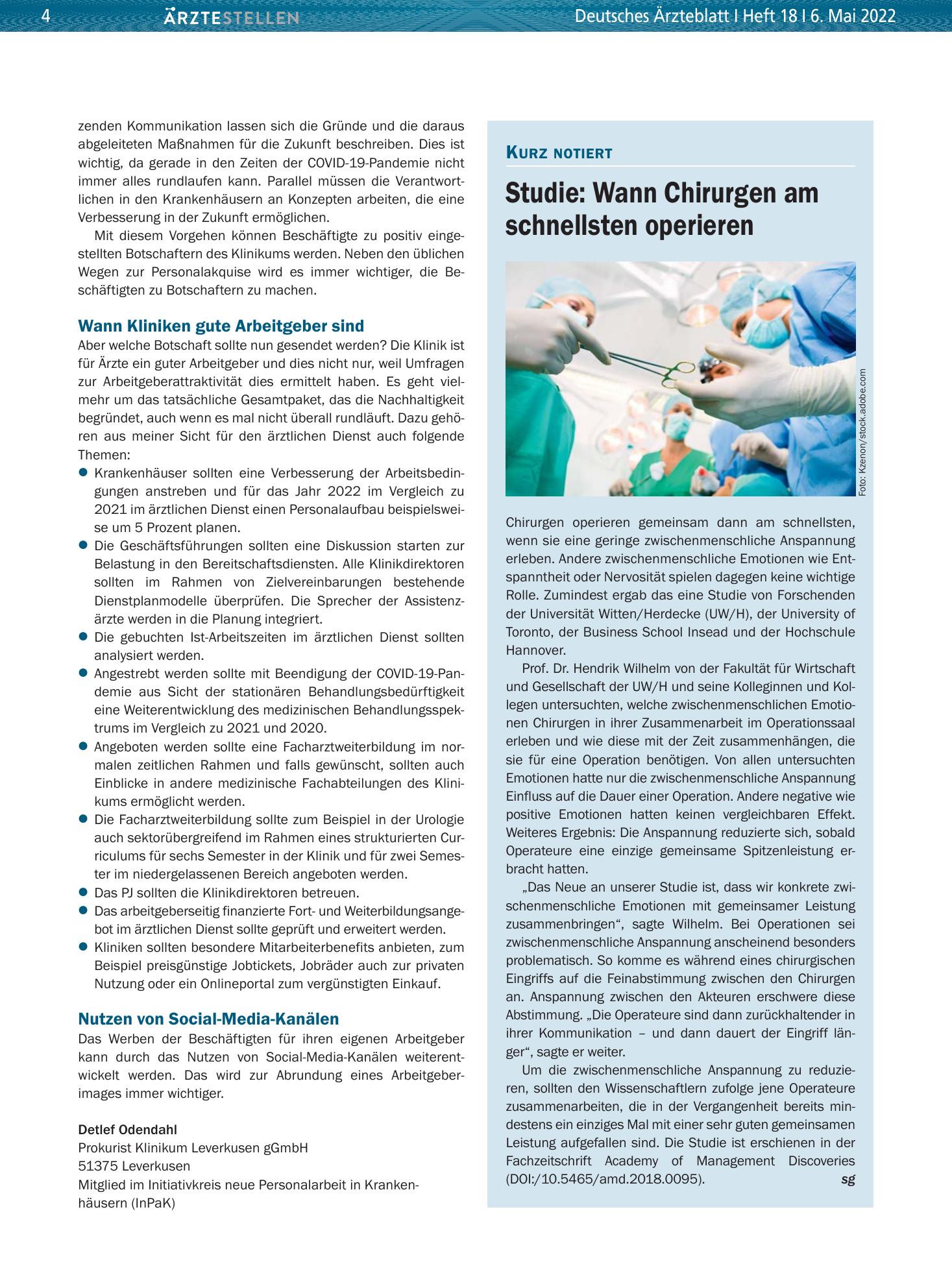 Vorschauseite 1: Studie: Wann Chirurgen am schnellsten operieren – Deutsches Ärzteblatt