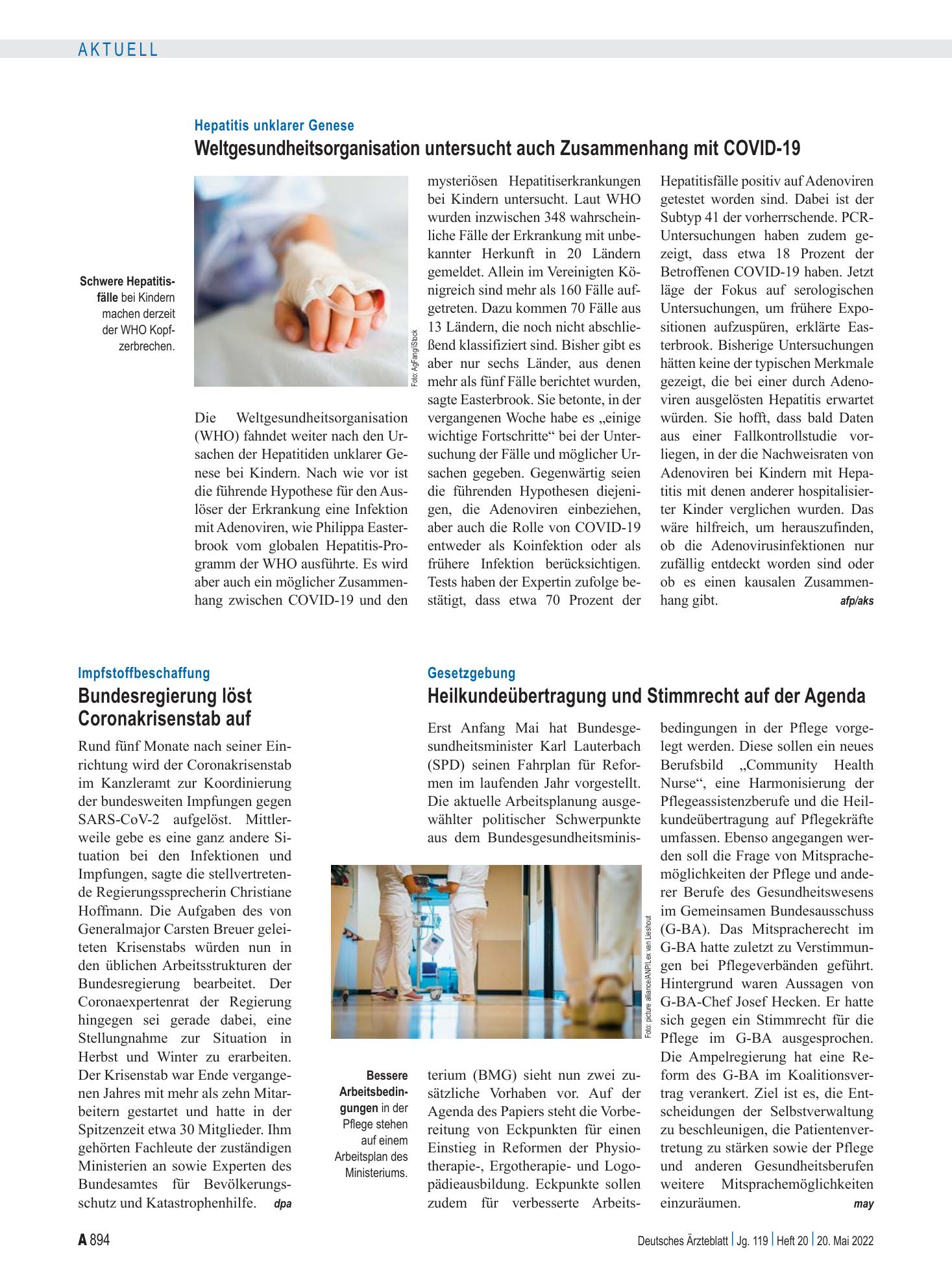 Vorschauseite 1: Impfstoffbeschaffung: Bundesregierung löst Coronakrisenstab auf – Deutsches Ärzteblatt