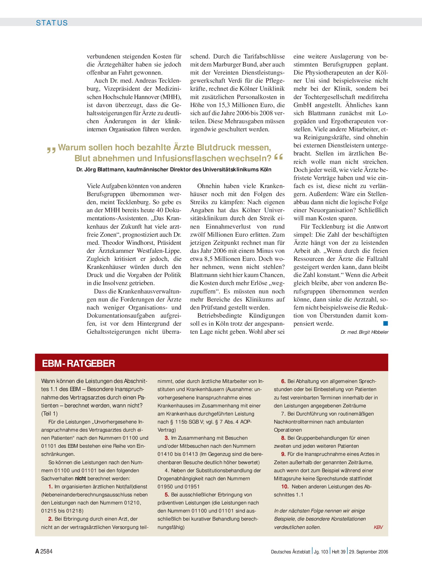 Vorschauseite 1: EBM-Ratgeber – Deutsches Ärzteblatt