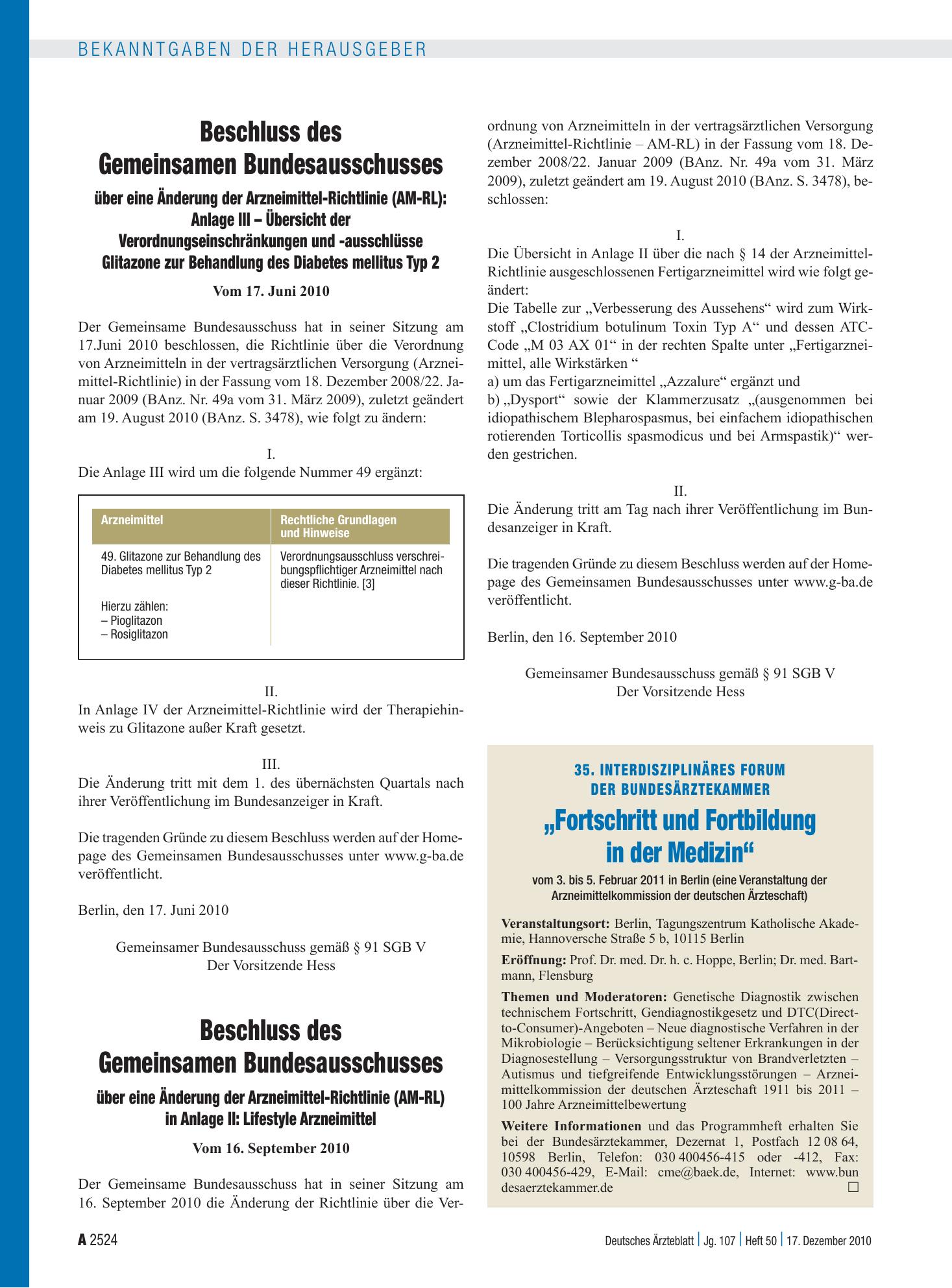 Vorschauseite 1: 35. Interdisziplinäres Forum der Bundesärztekammer: „Fortschritt und Fortbildung in der Medizin“ – Deutsches Ärzteblatt