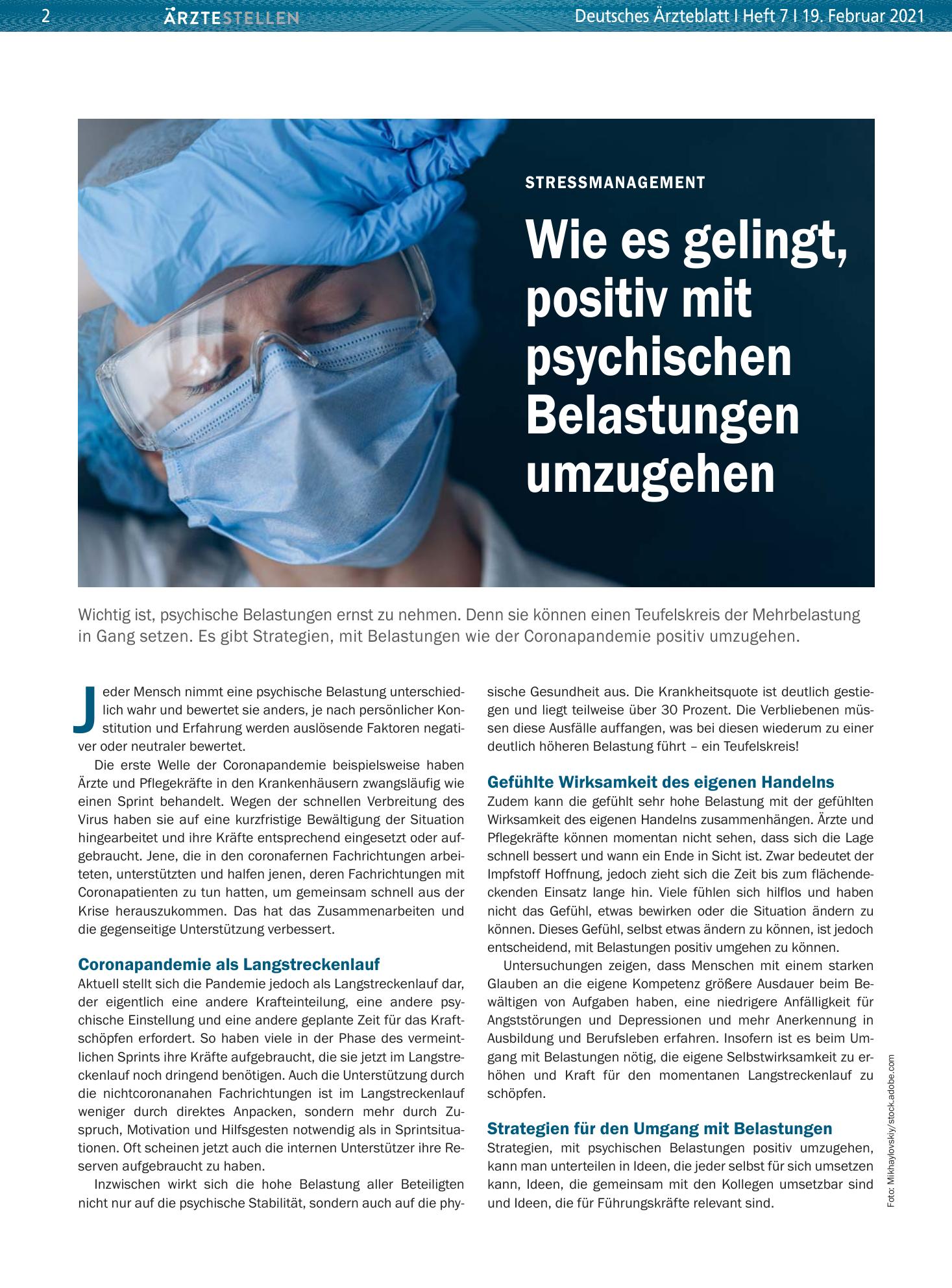 Vorschauseite 1: Stressmanagement: Wie es gelingt, positiv mit psychischen Belastungen umzugehen – Deutsches Ärzteblatt