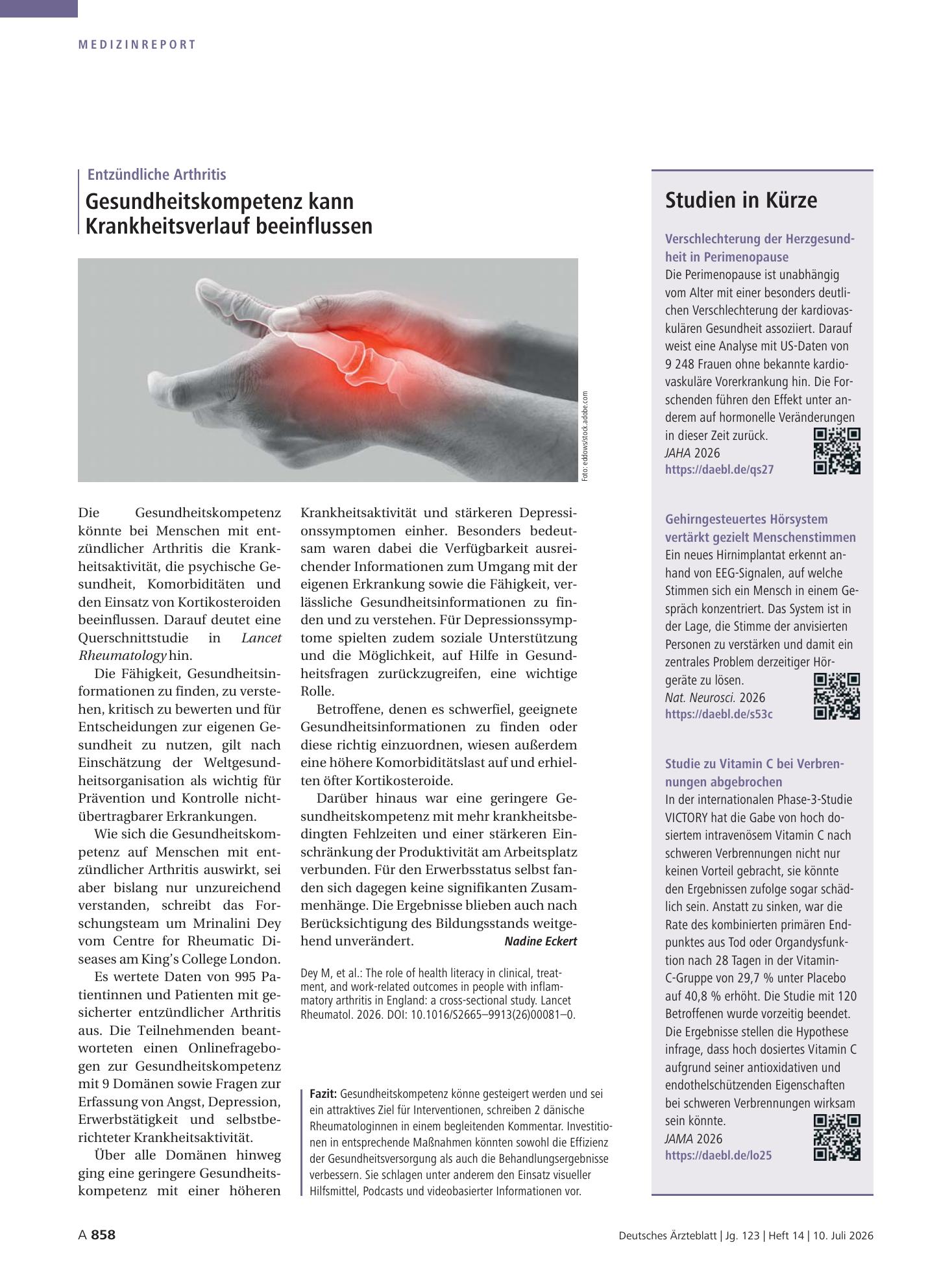 Vorschauseite 1: Studien in Kürze – Deutsches Ärzteblatt