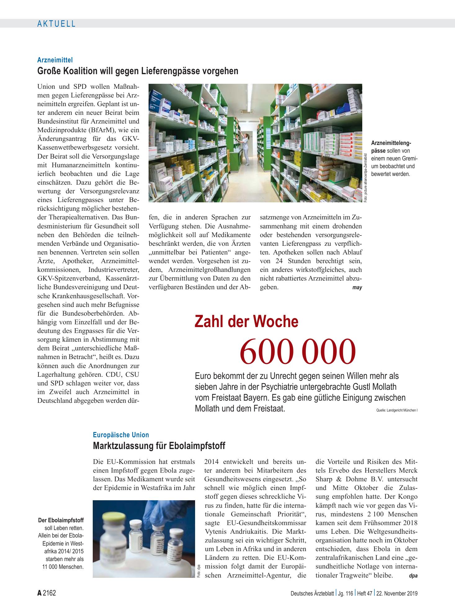 Vorschauseite 1: Zahl der Woche 600 000 – Deutsches Ärzteblatt