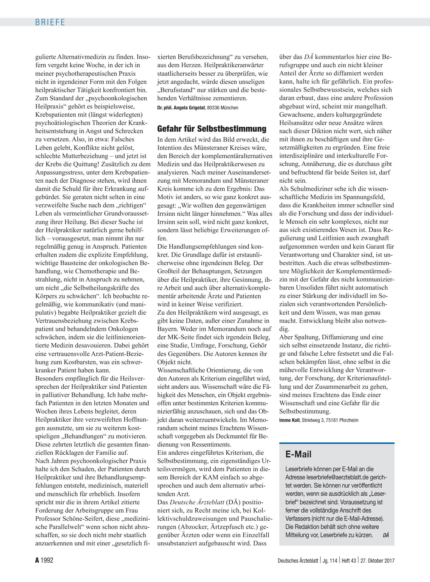 Vorschauseite 1: Heilpraktikerwesen: Gefahr für Selbstbestimmung – Deutsches Ärzteblatt