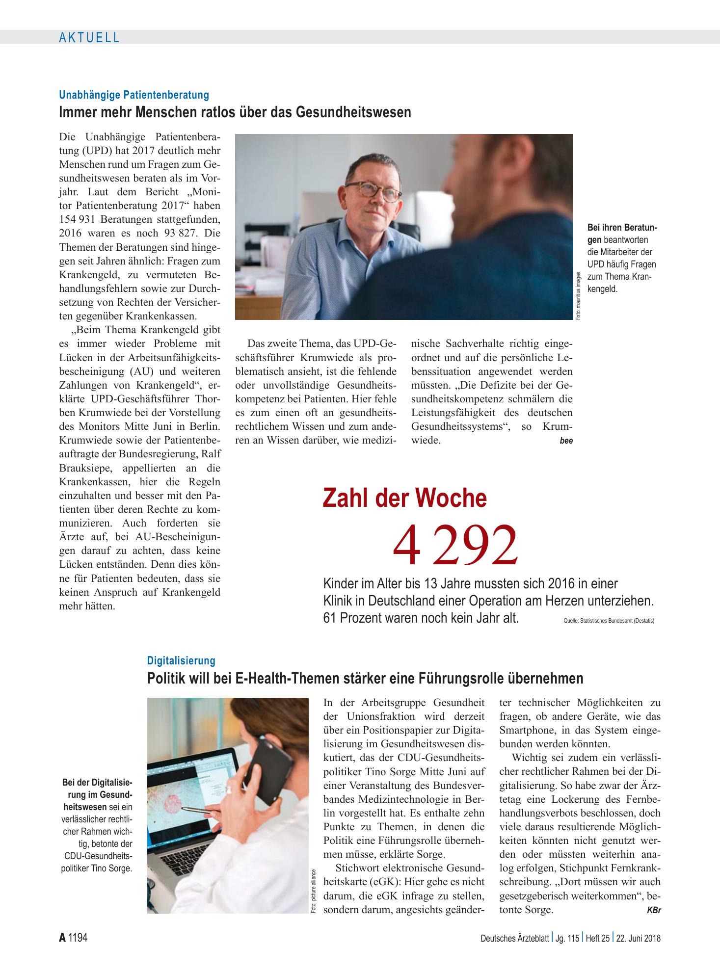 Vorschauseite 1: Zahl der Woche 4 292 – Deutsches Ärzteblatt