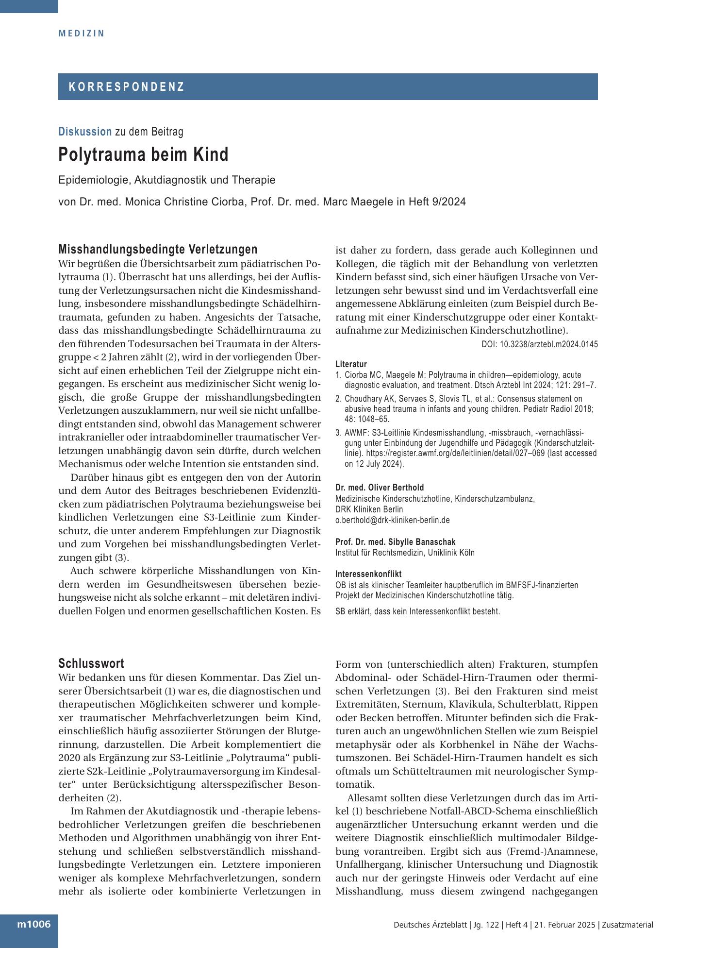 Vorschauseite 1: Schlusswort – Deutsches Ärzteblatt