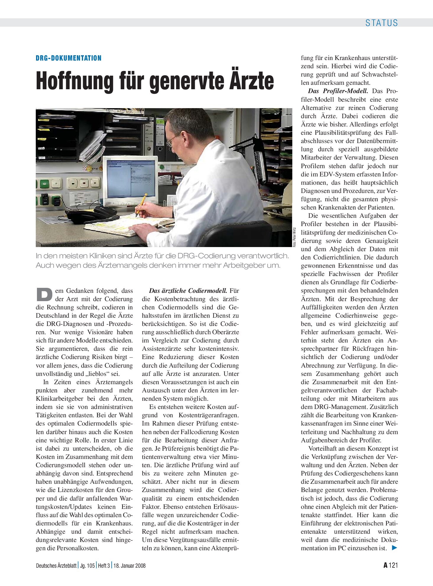 Vorschauseite 1: DRG-Dokumentation: Hoffnung für genervte Ärzte – Deutsches Ärzteblatt