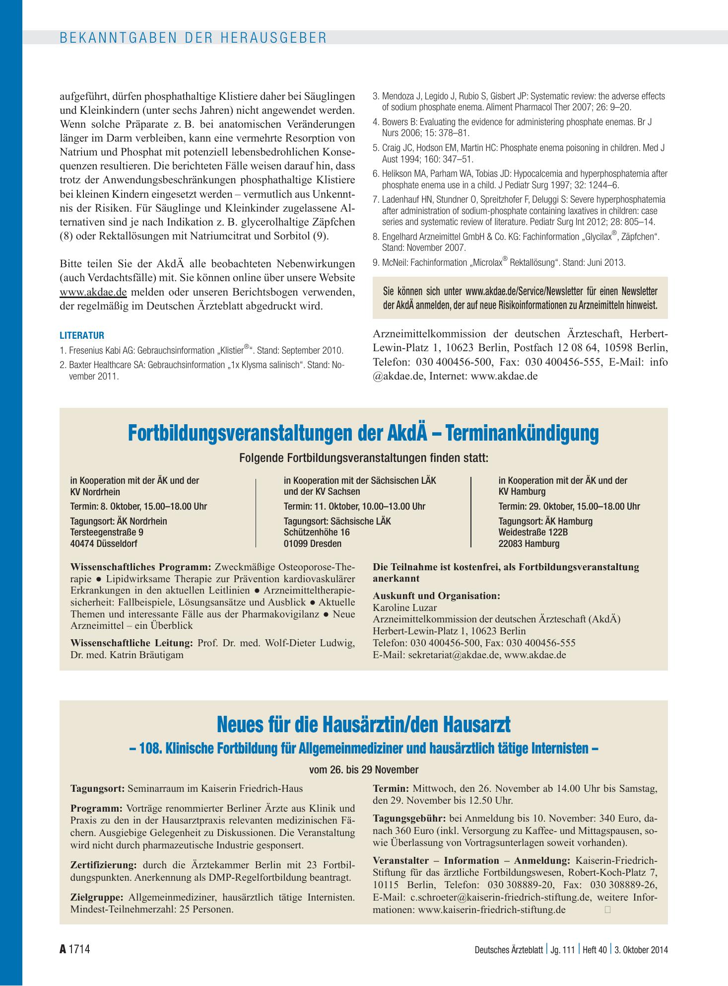 Vorschauseite 1: Neues für die Hausärztin/den Hausarzt – 108. Klinische Fortbildung für Allgemeinmediziner und hausärztlich tätige Internisten: vom 26. bis 29 November – Deutsches Ärzteblatt