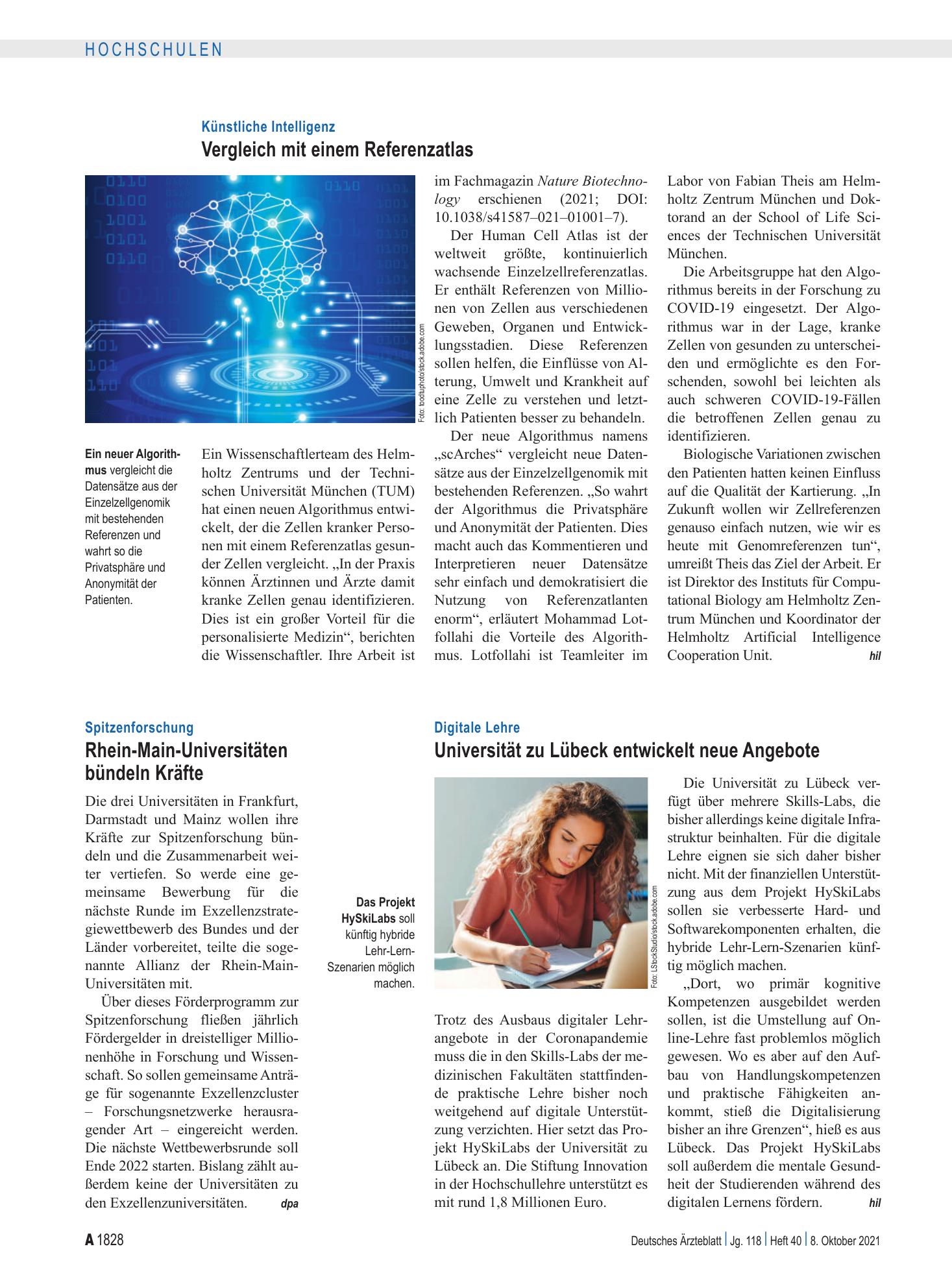 Vorschauseite 1: Künstliche Intelligenz: Vergleich mit einem Referenzatlas – Deutsches Ärzteblatt