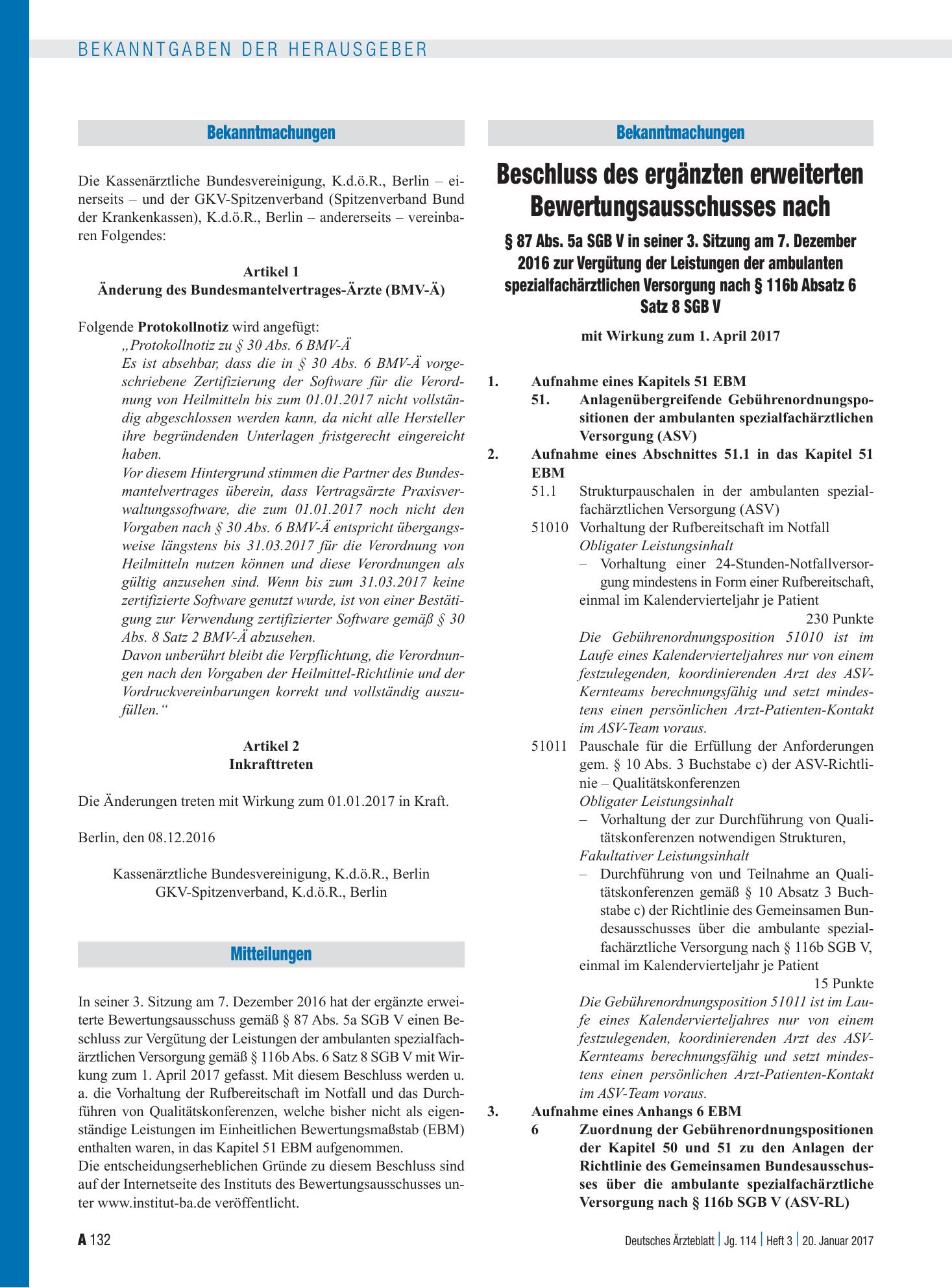 Vorschauseite 1: Änderung des Bundesmantelvertrages-Ärzte (BMV-Ä) – Deutsches Ärzteblatt