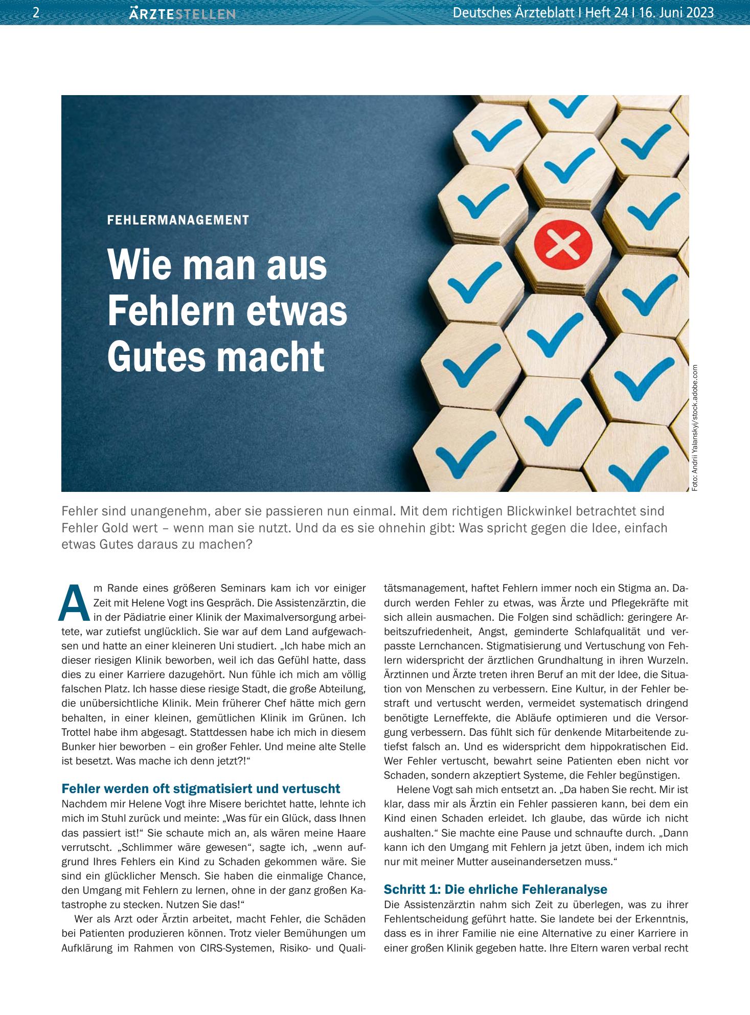 Vorschauseite 1: Fehlermanagement: Wie man aus Fehlern etwas Gutes macht – Deutsches Ärzteblatt