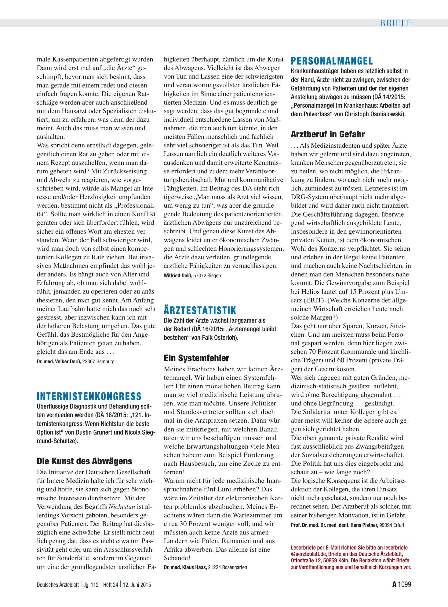 Vorschauseite 1: Ärztestatistik: Ein Systemfehler – Deutsches Ärzteblatt