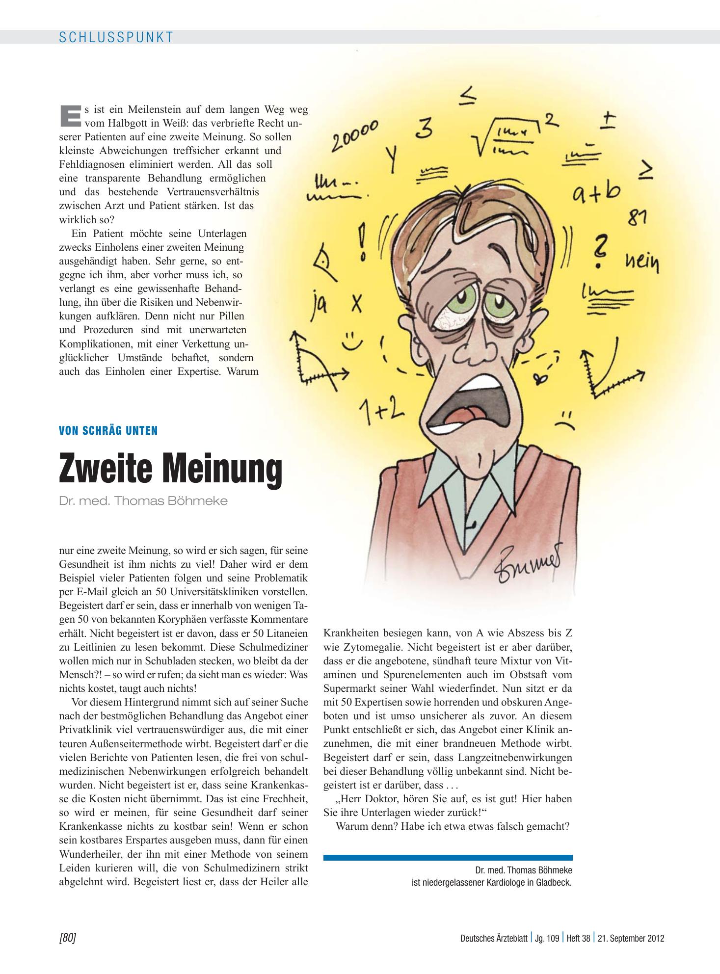 Vorschauseite 1: Von schräg unten: Zweite Meinung – Deutsches Ärzteblatt