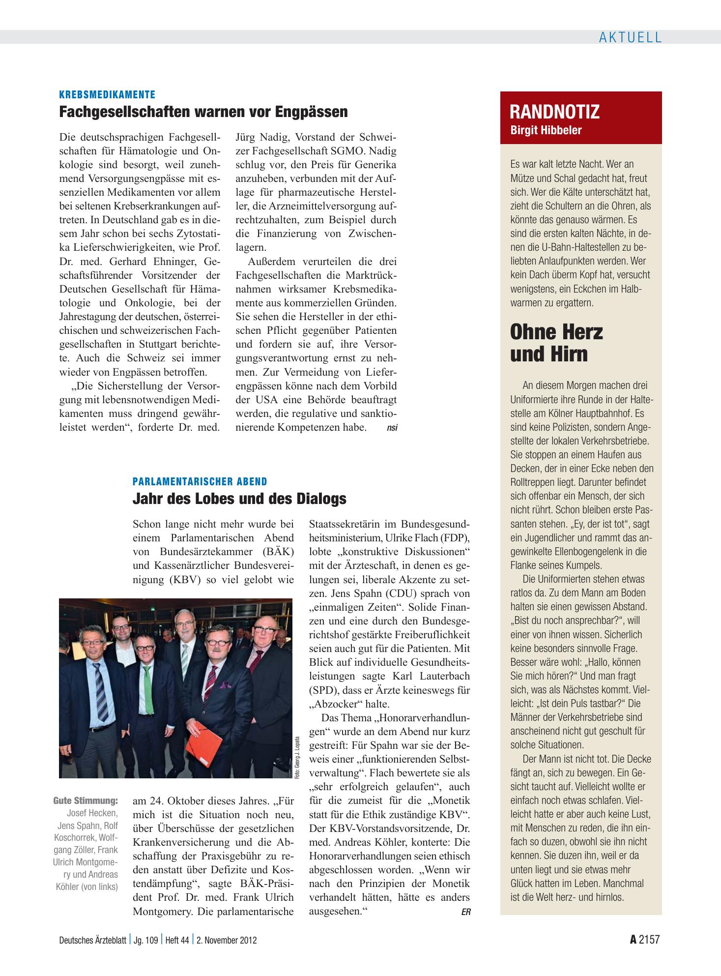 Vorschauseite 1: Randnotiz: Ohne Herz und Hirn – Deutsches Ärzteblatt