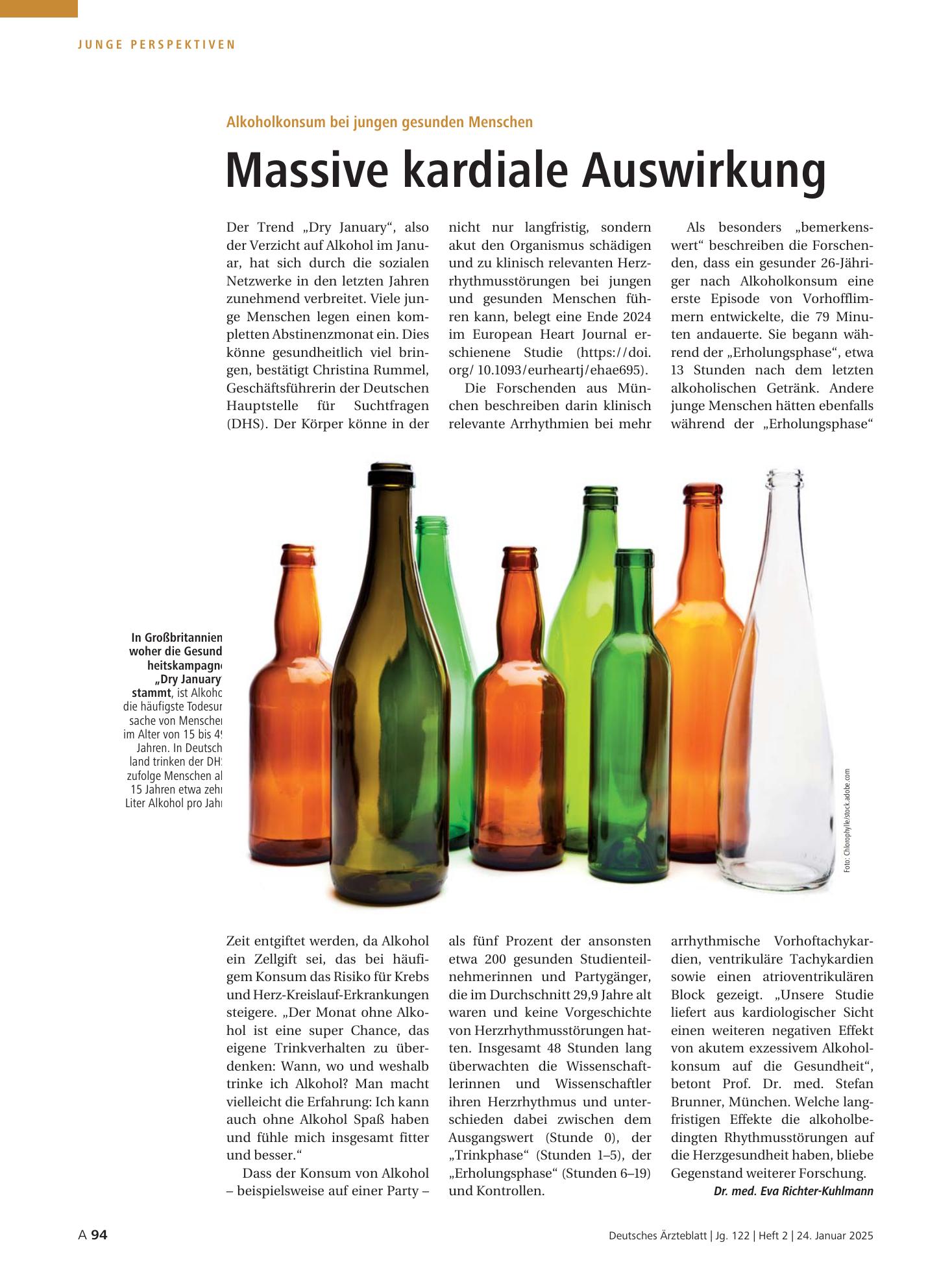 Vorschauseite 1: Alkoholkonsum bei jungen gesunden Menschen: Massive kardiale Auswirkung – Deutsches Ärzteblatt