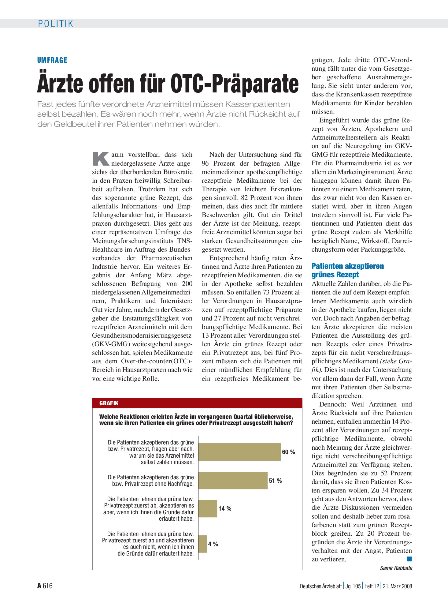 Vorschauseite 1: Ärzte offen für OTC-Präparate – Deutsches Ärzteblatt