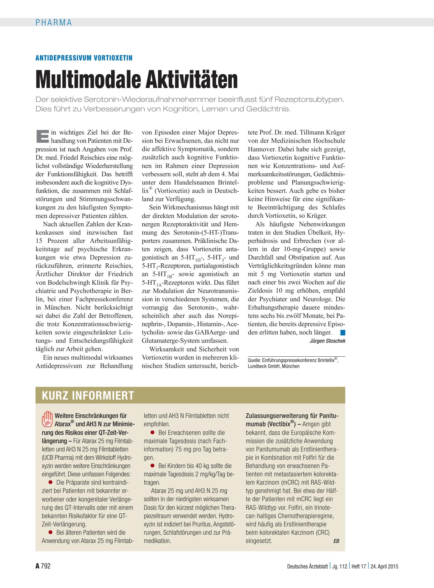 Vorschauseite 1: Kurz informiert – Deutsches Ärzteblatt