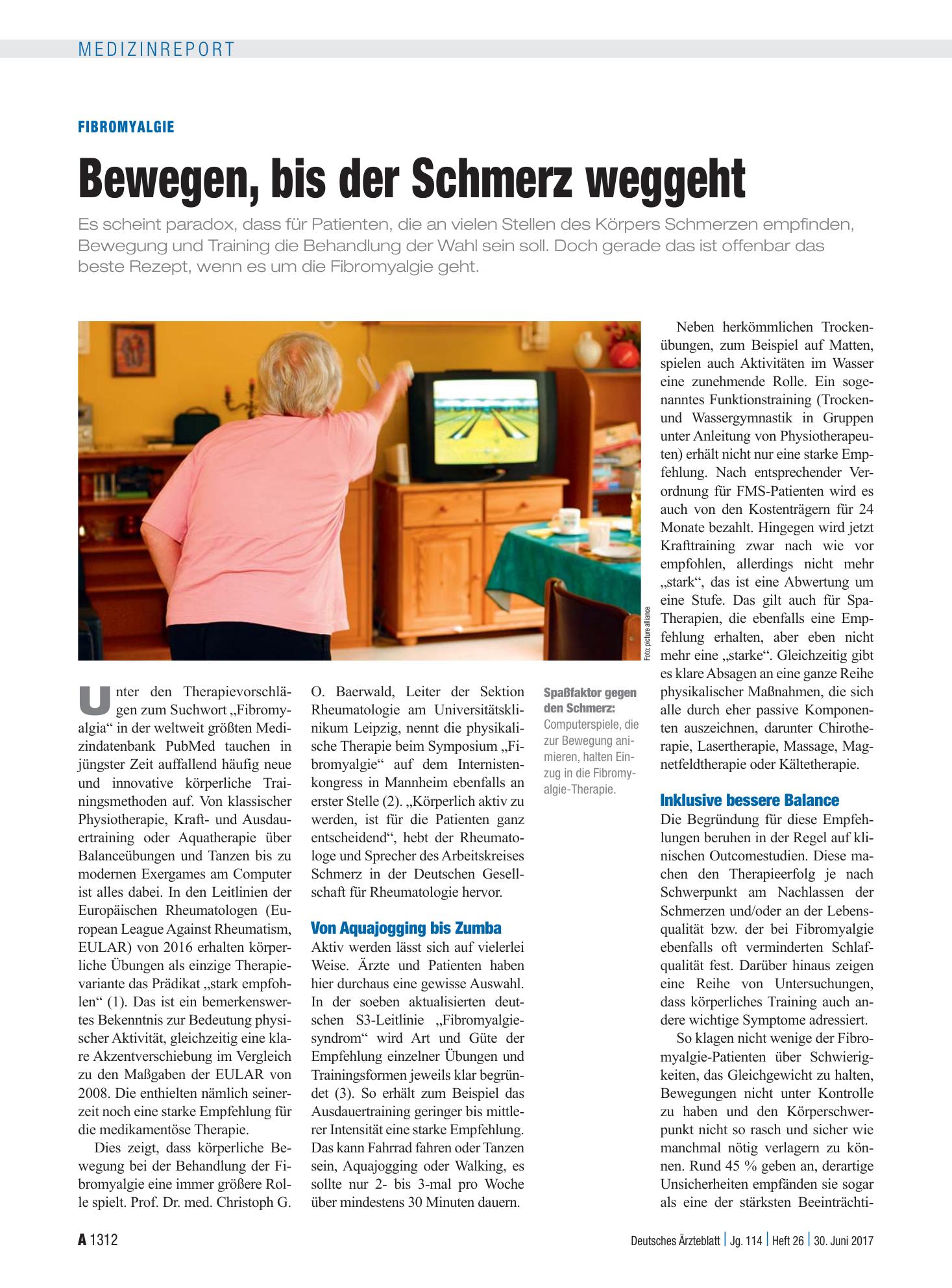 Vorschauseite 1: Fibromyalgie: Bewegen, bis der Schmerz weggeht – Deutsches Ärzteblatt