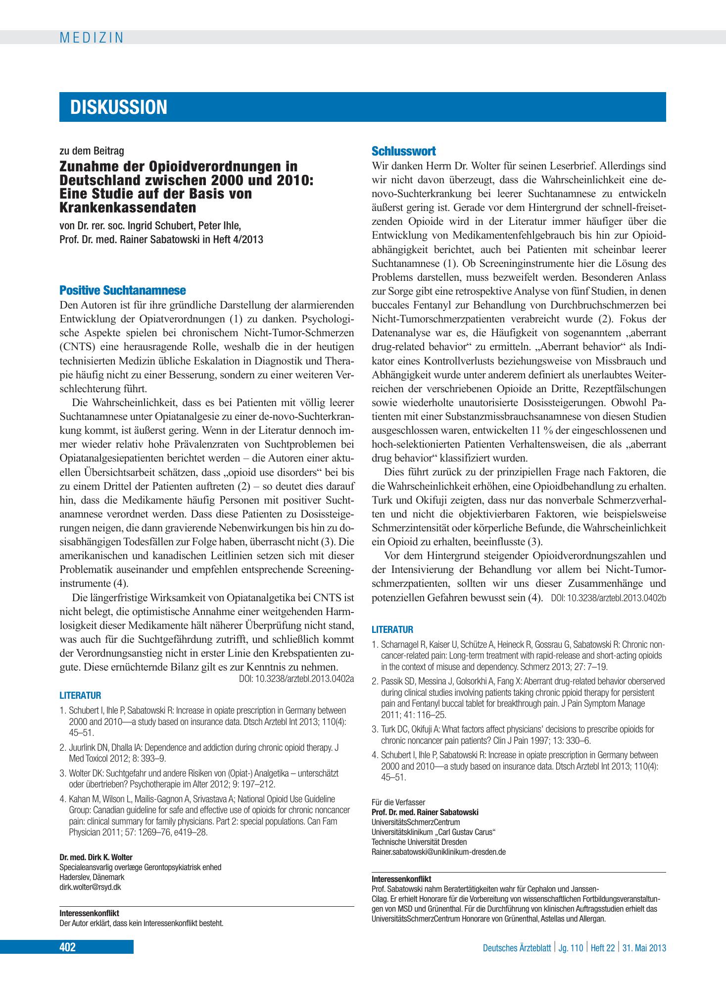 Vorschauseite 1: Positive Suchtanamnese – Deutsches Ärzteblatt
