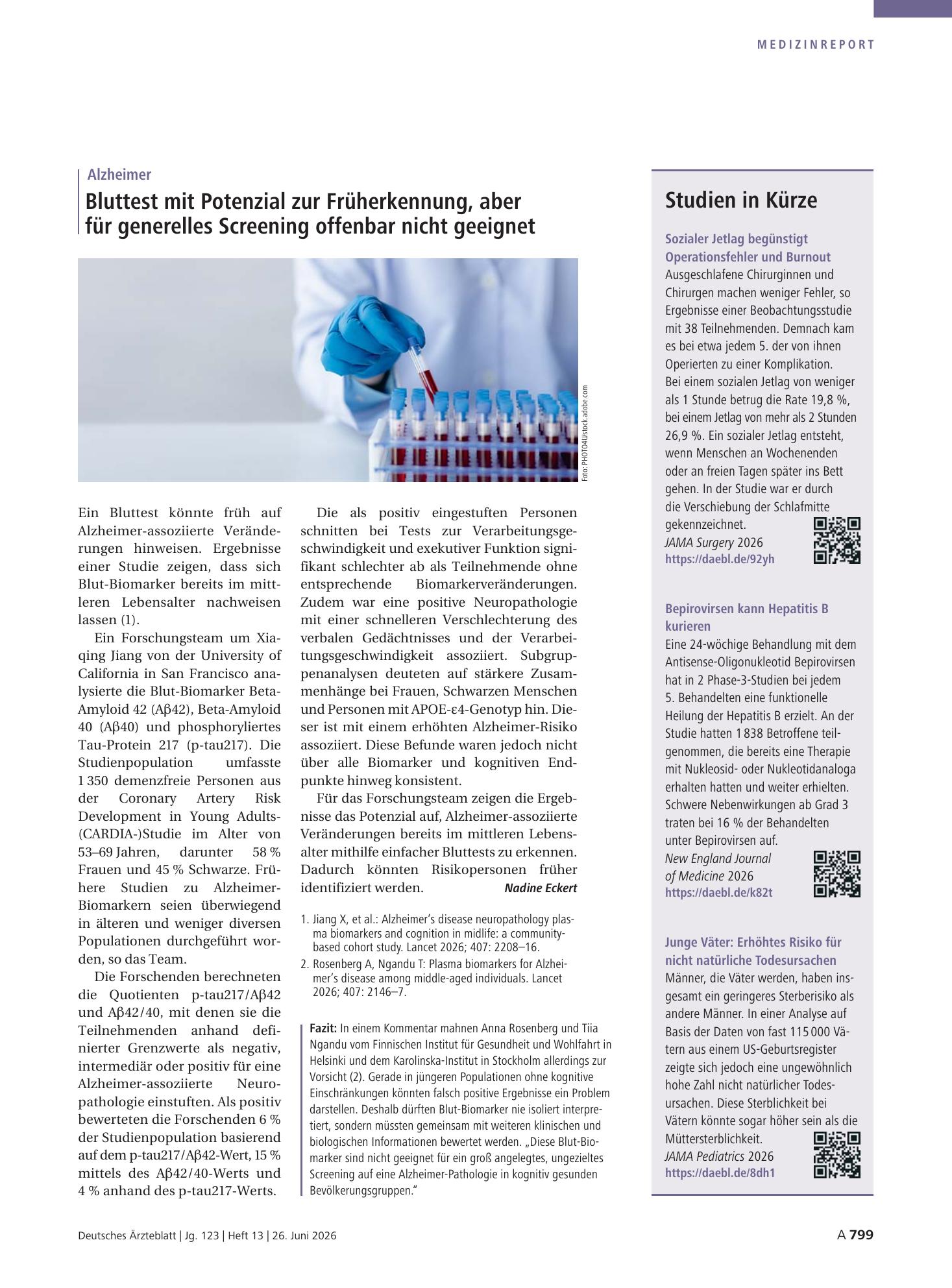 Vorschauseite 1: Studien in Kürze – Deutsches Ärzteblatt