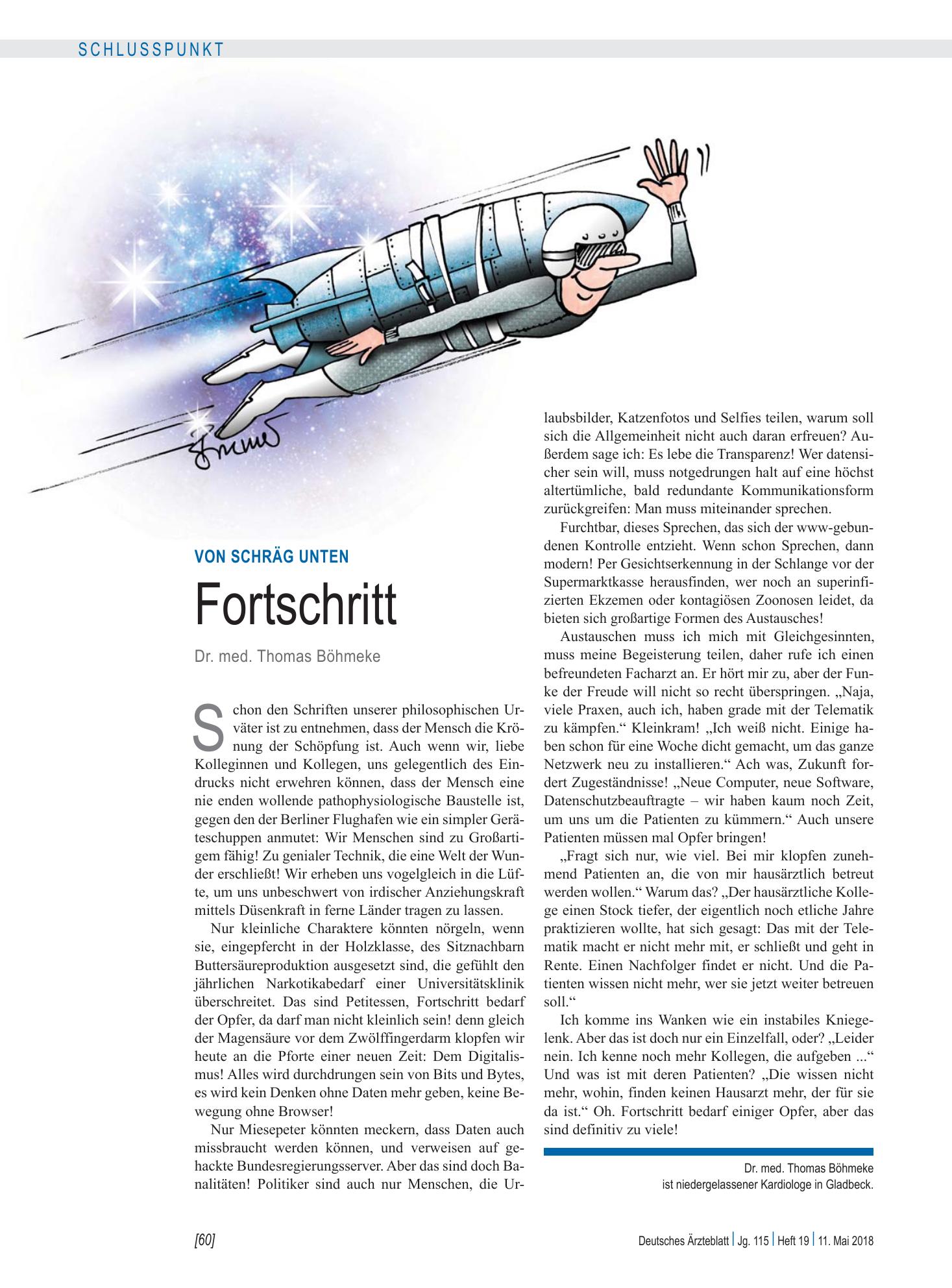 Vorschauseite 1: Von schräg unten: Fortschritt – Deutsches Ärzteblatt
