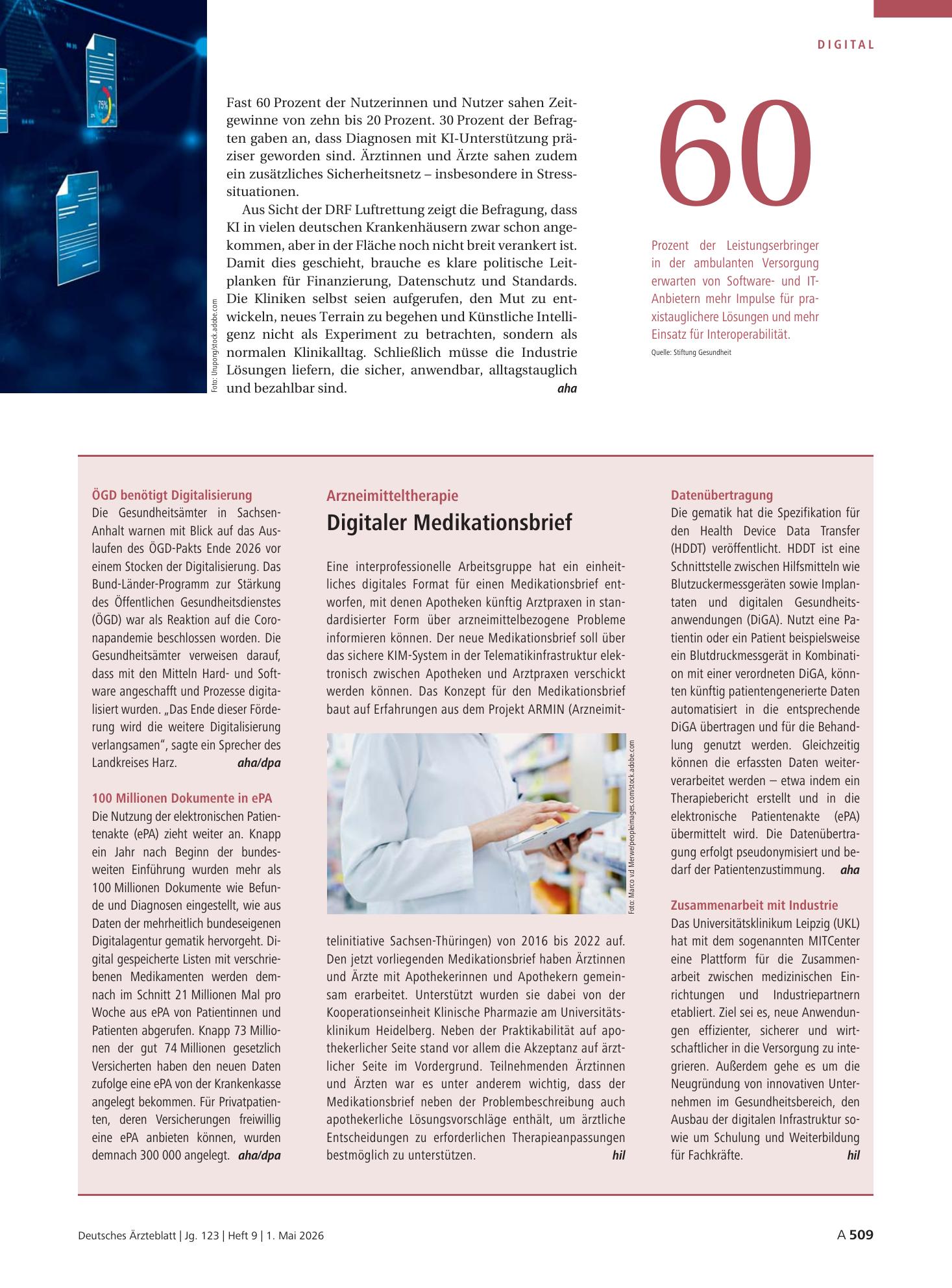Vorschauseite 1: Zahl – Deutsches Ärzteblatt