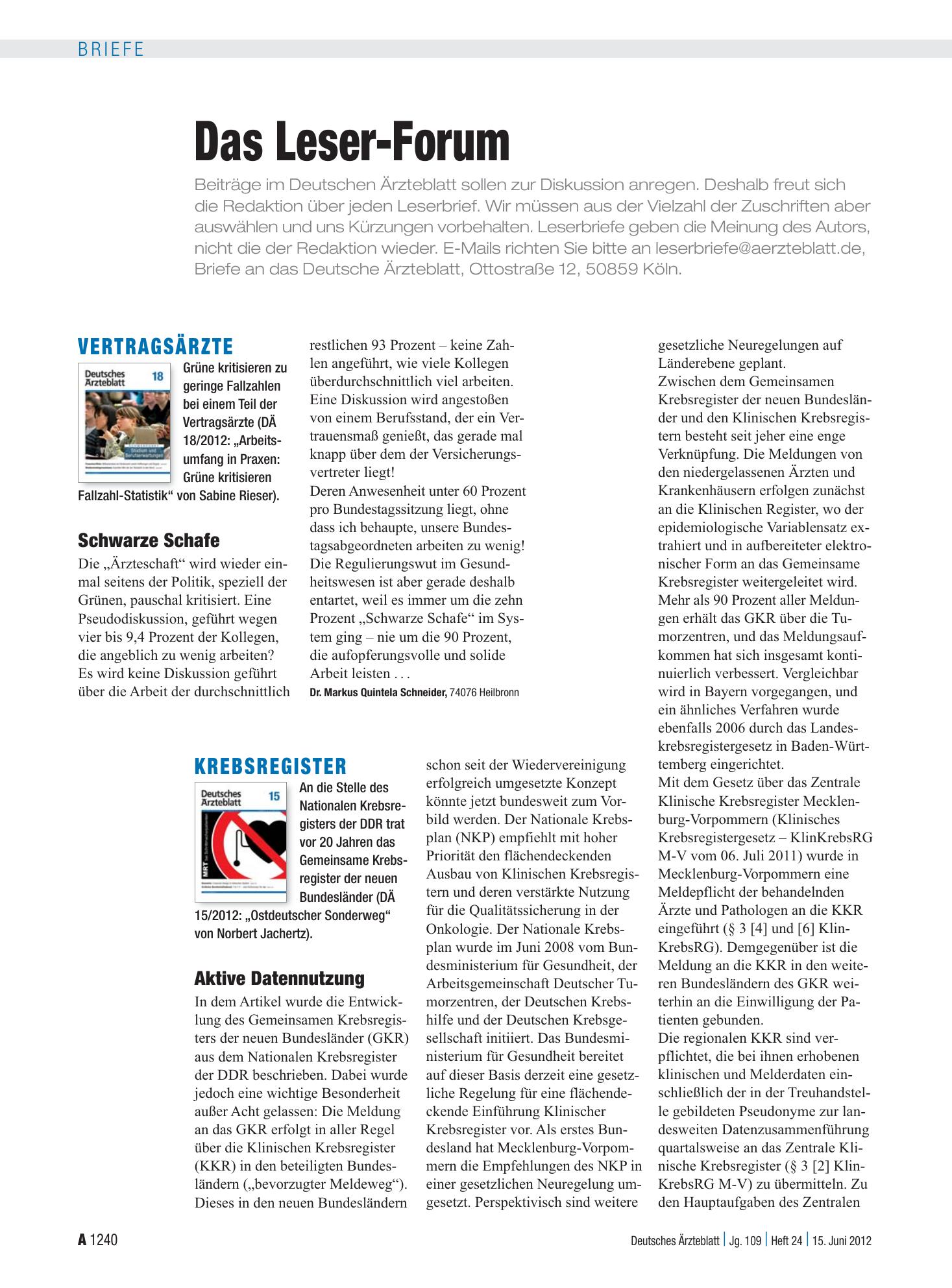 Vorschauseite 1: Vertragsärzte: Schwarze Schafe – Deutsches Ärzteblatt