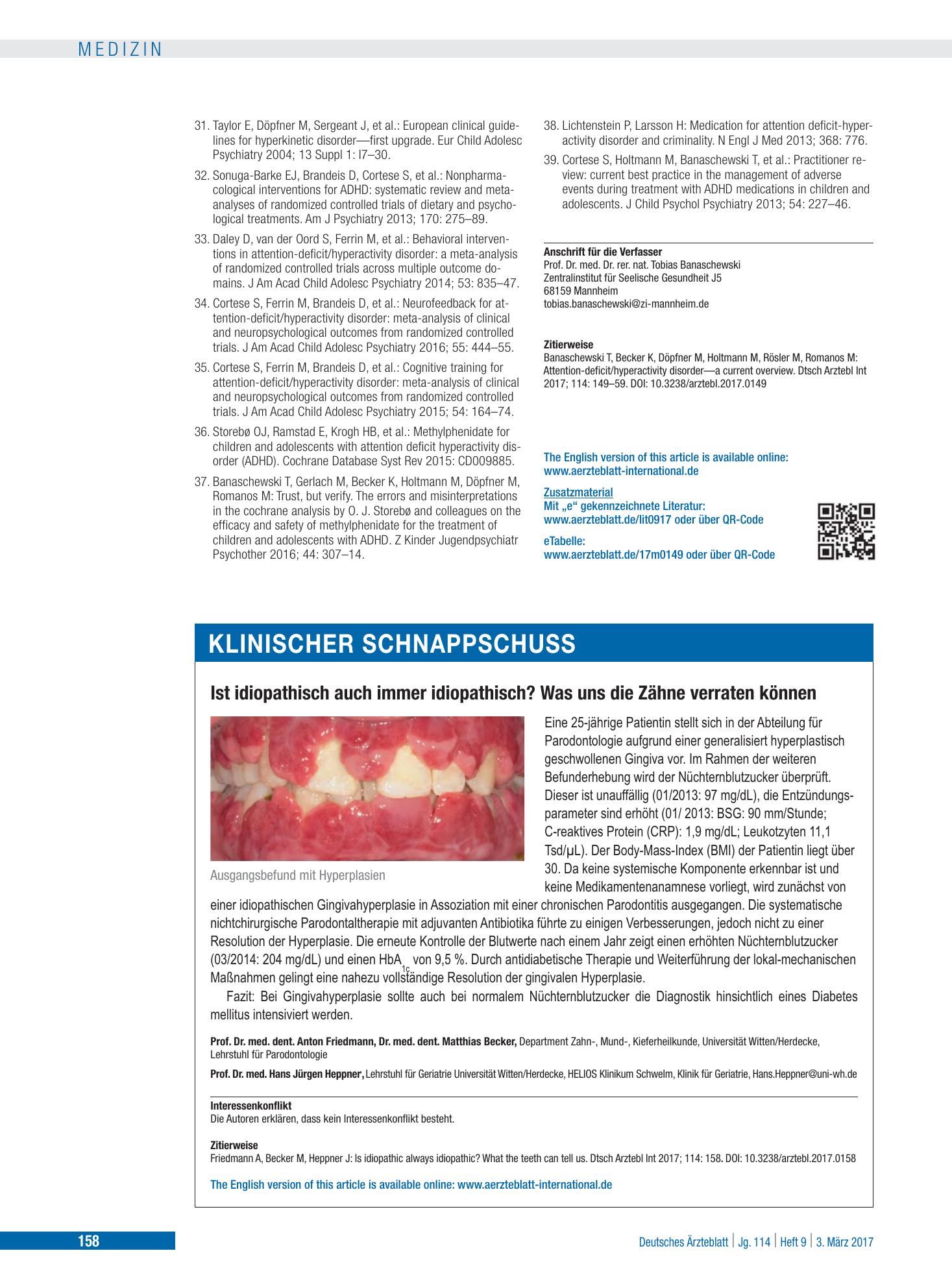 Vorschauseite 1: Ist idiopathisch auch immer idiopathisch? Was uns die Zähne verraten können – Deutsches Ärzteblatt