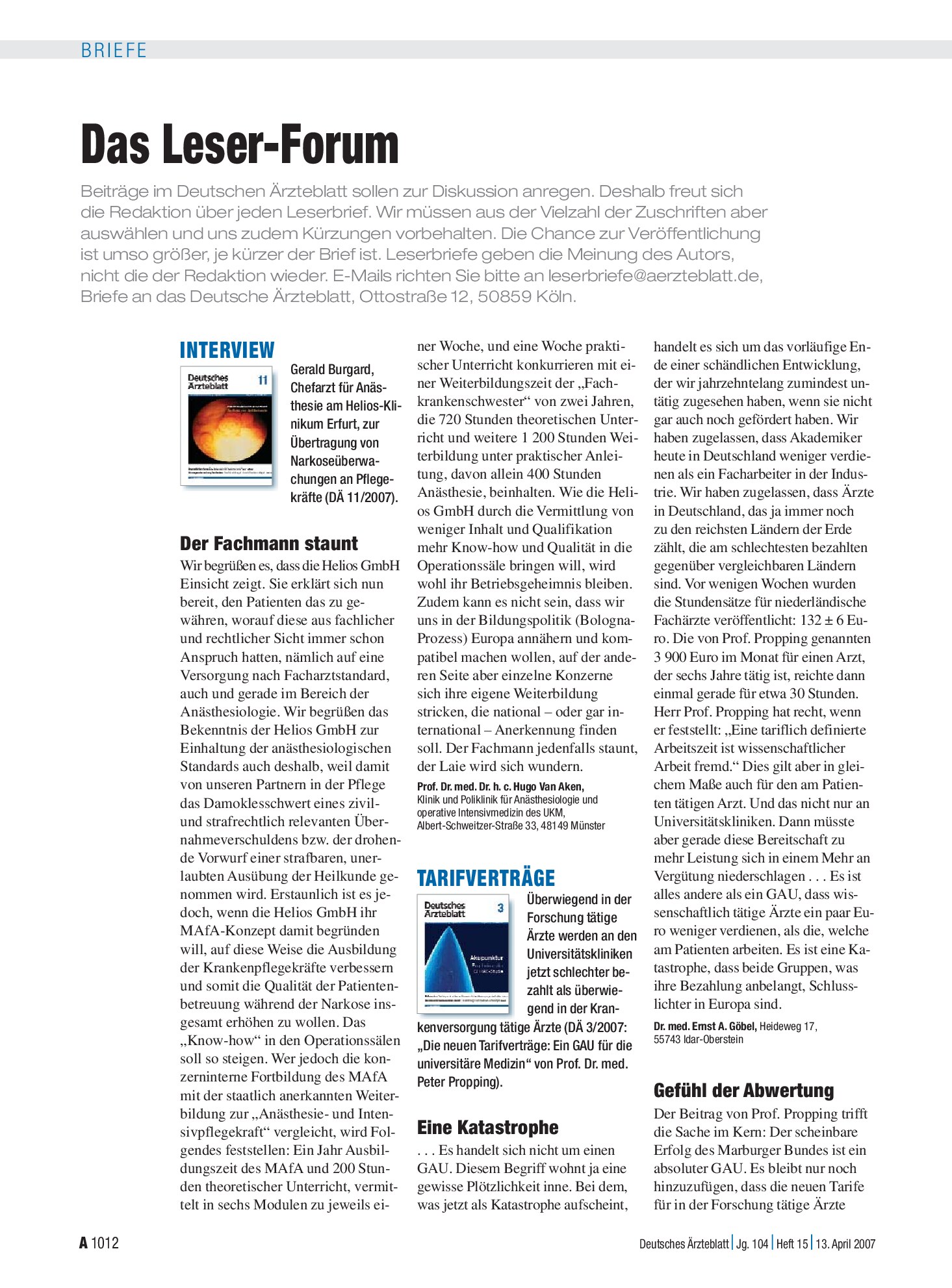 Vorschauseite 1: Interview: Der Fachmann staunt – Deutsches Ärzteblatt