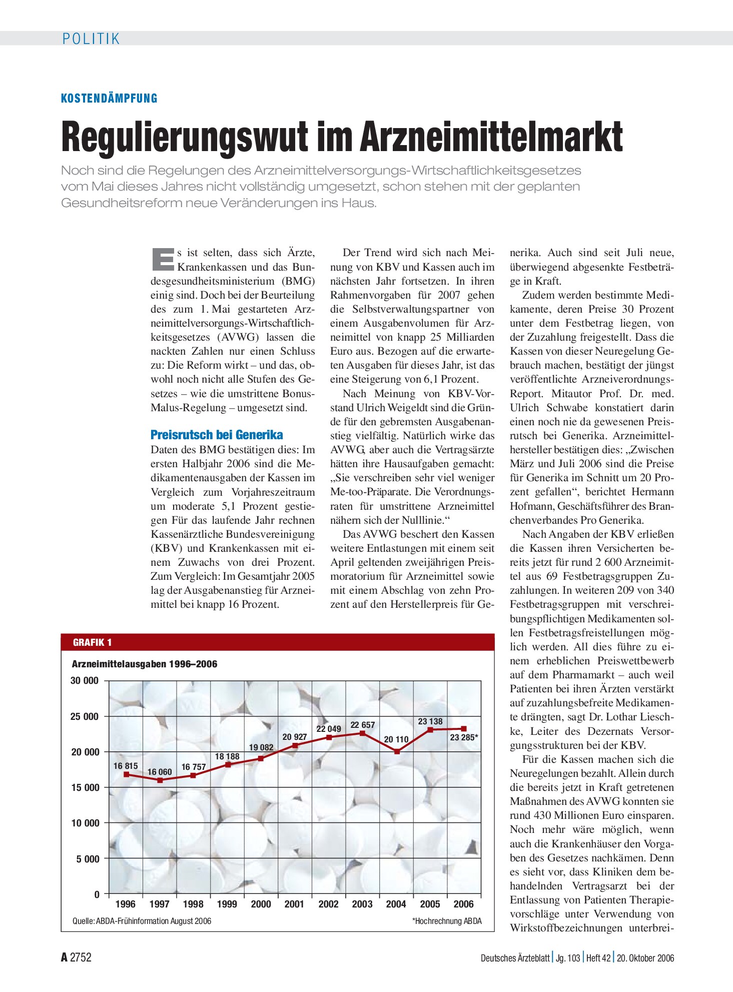 Vorschauseite 1: Kostendämpfung: Regulierungswut im Arzneimittelmarkt – Deutsches Ärzteblatt