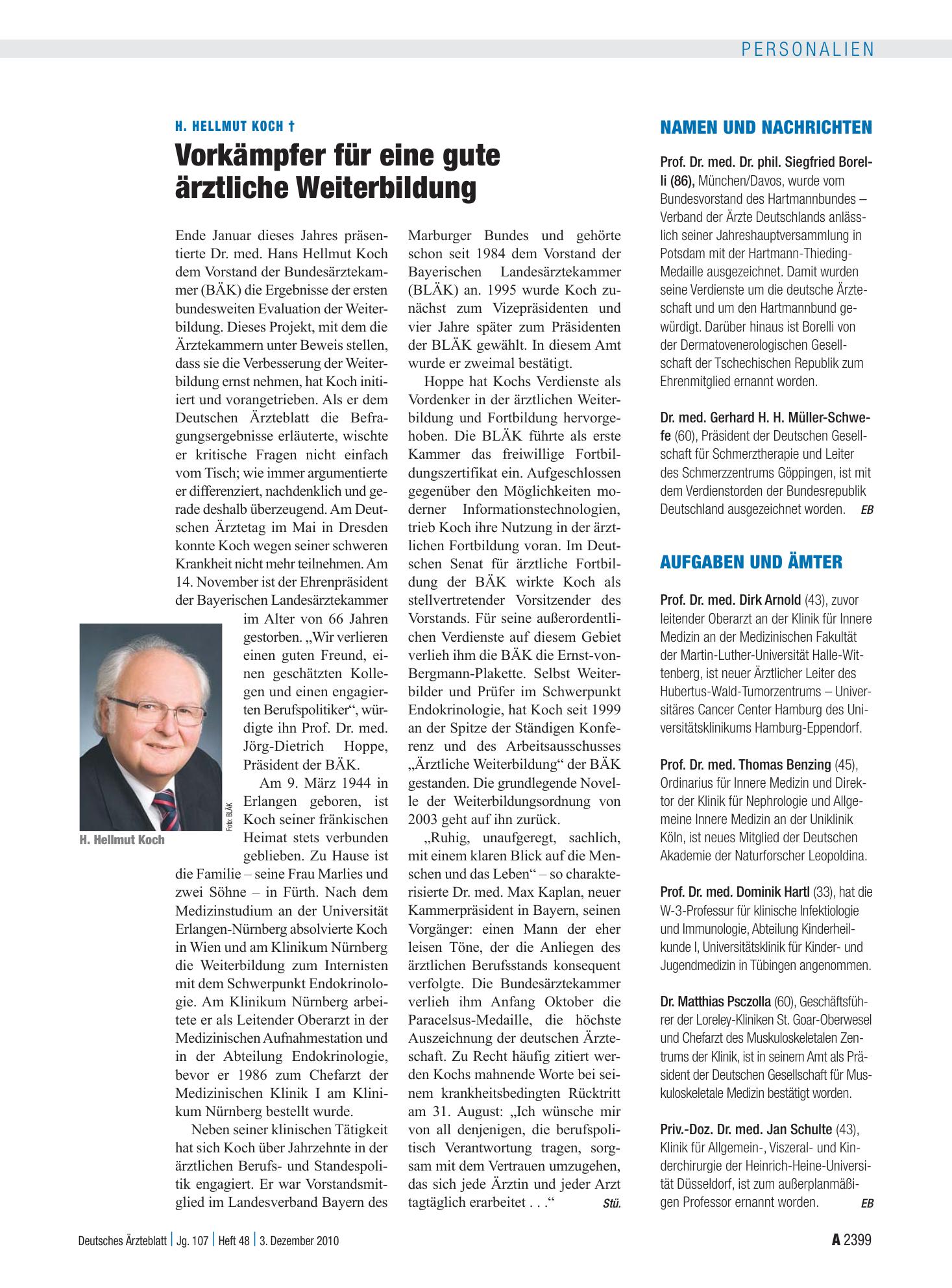 Vorschauseite 1: Aufgaben und Ämter – Deutsches Ärzteblatt