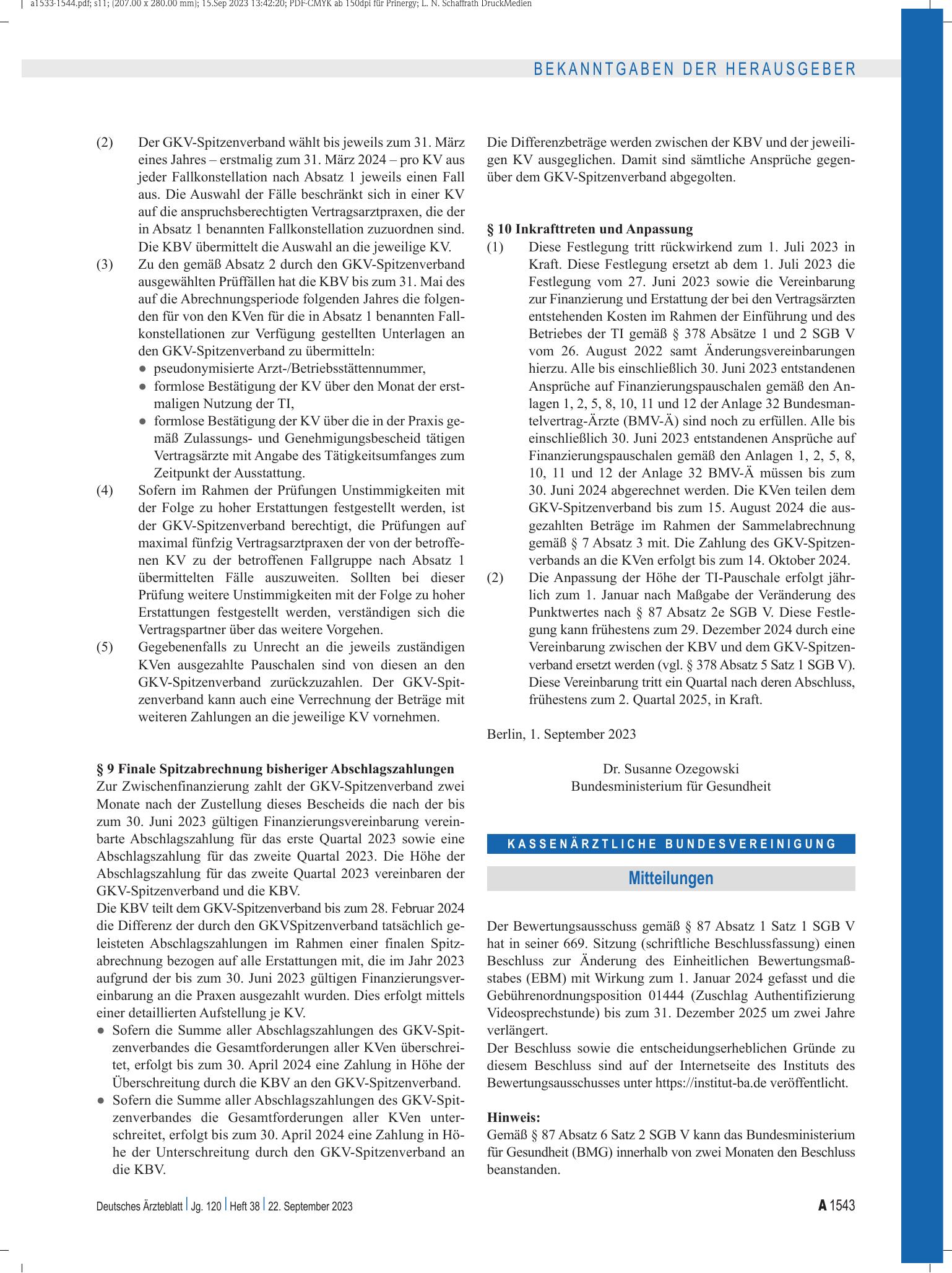 Vorschauseite 1: Mitteilungen – Deutsches Ärzteblatt