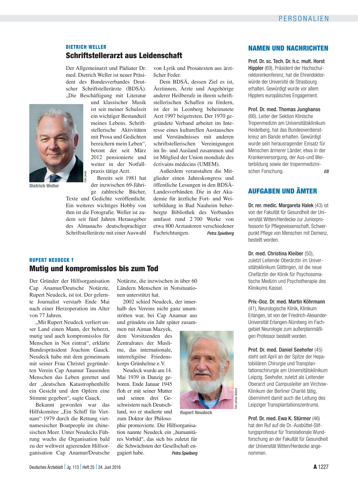 Vorschauseite 1: Aufgaben und Ämter – Deutsches Ärzteblatt