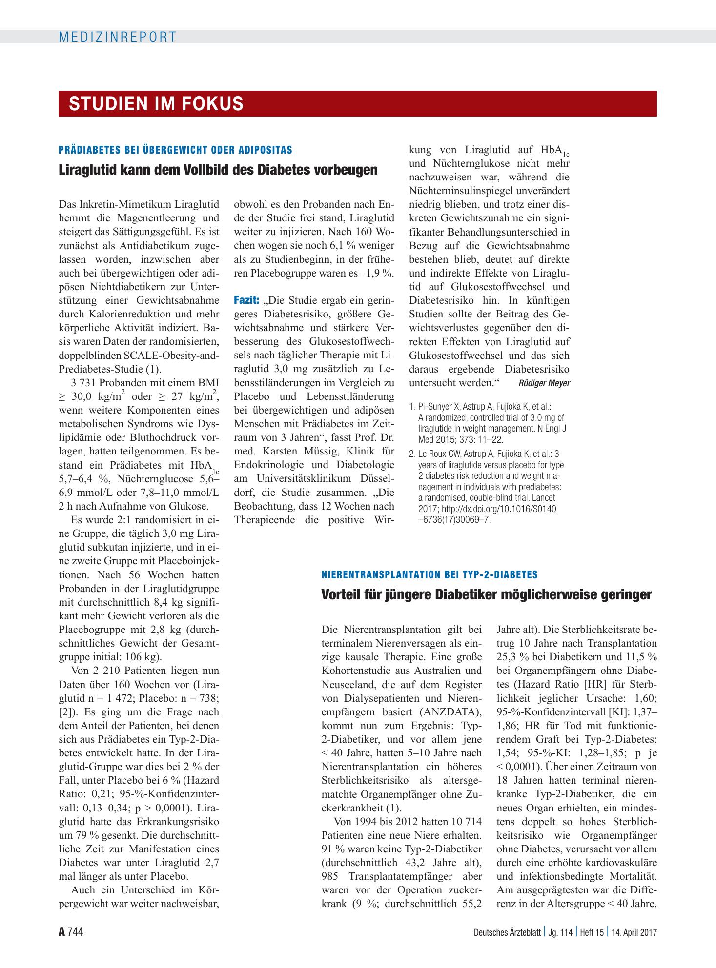 Vorschauseite 1: Nierentransplantation bei Typ-2-Diabetes: Vorteil für jüngere Diabetiker möglicherweise geringer – Deutsches Ärzteblatt