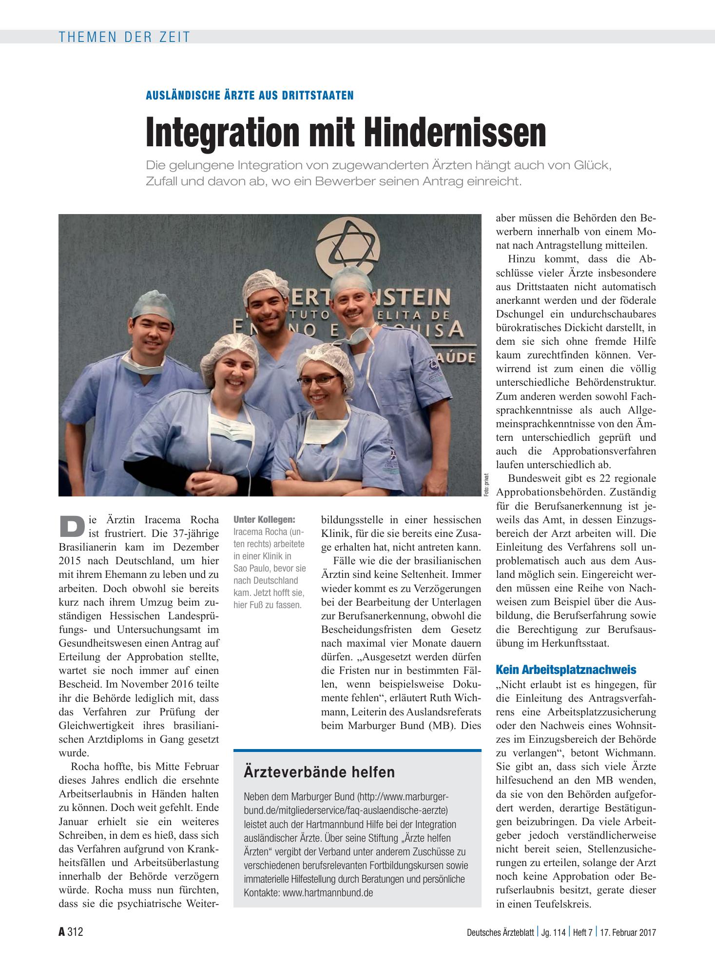 Vorschauseite 1: Ausländische Ärzte aus Drittstaaten: Integration mit Hindernissen – Deutsches Ärzteblatt