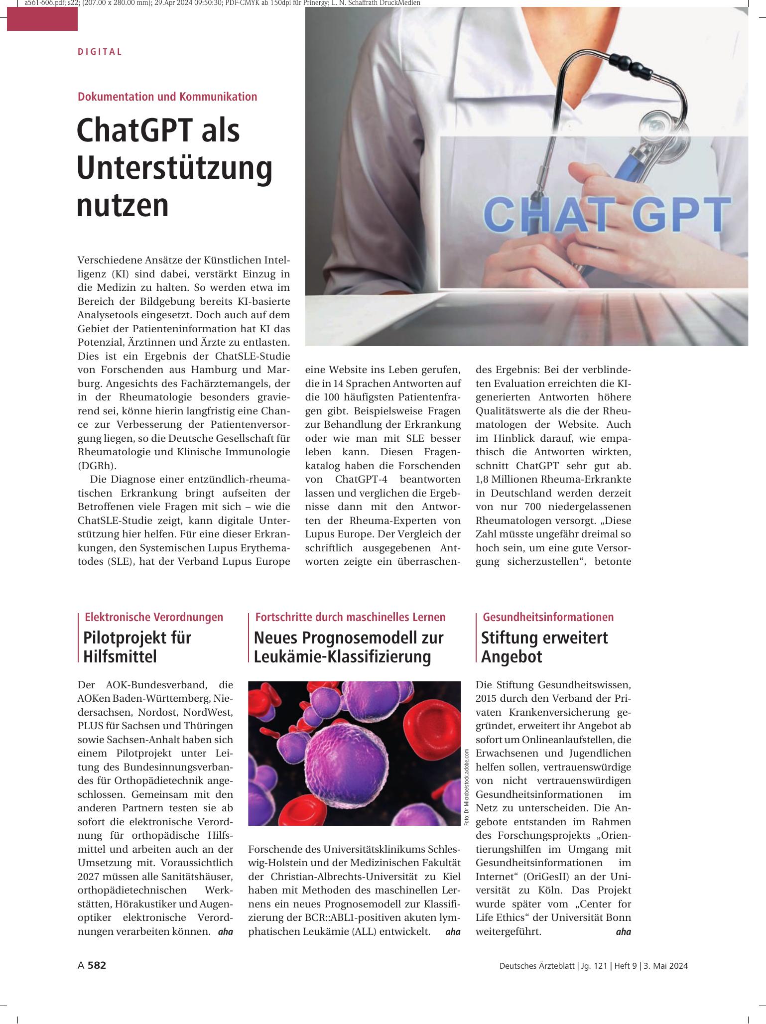 Vorschauseite 1: Gesundheitsinformationen: Stiftung erweitert Angebot – Deutsches Ärzteblatt