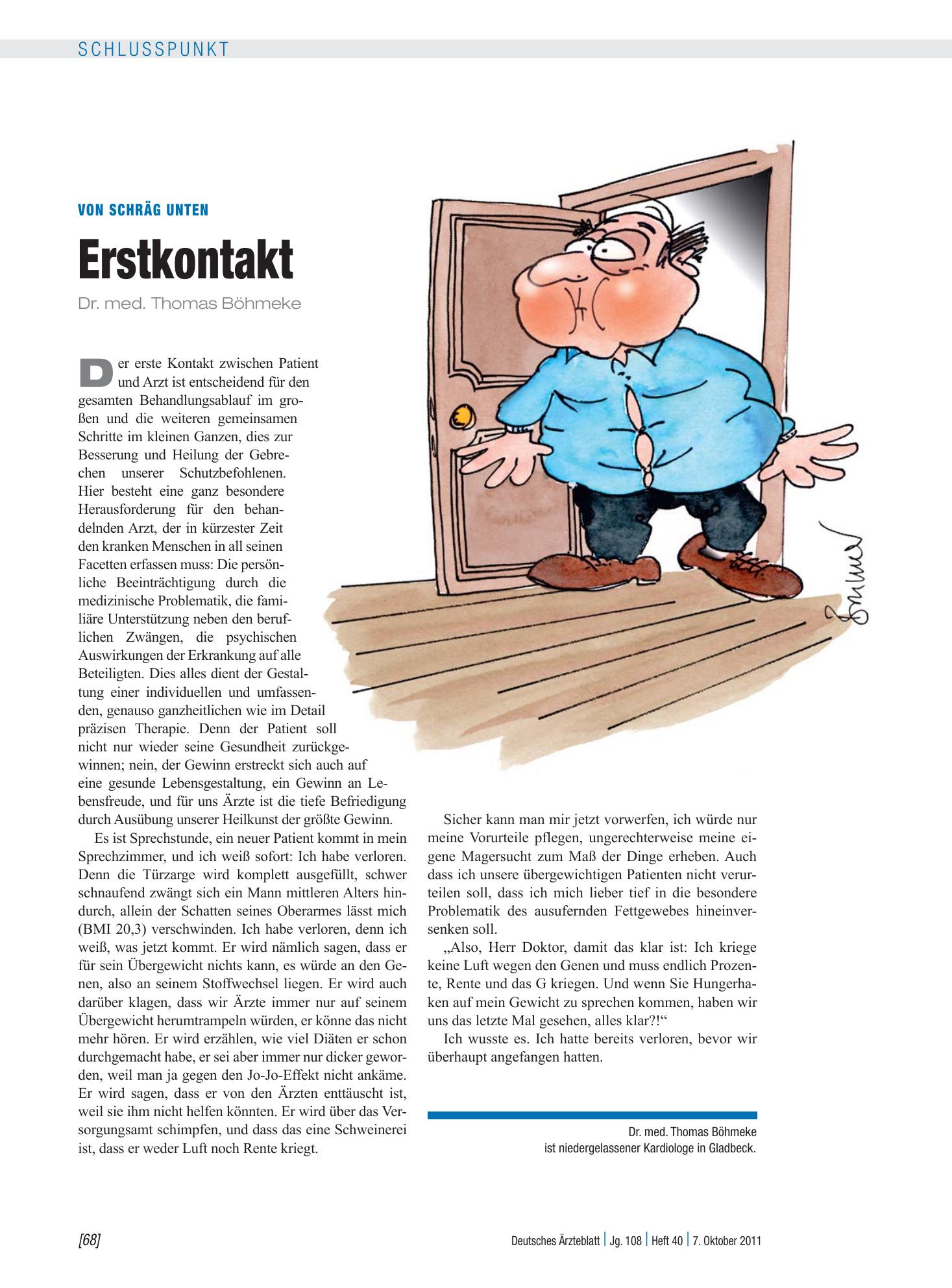 Vorschauseite 1: Von schräg unten: Erstkontakt – Deutsches Ärzteblatt