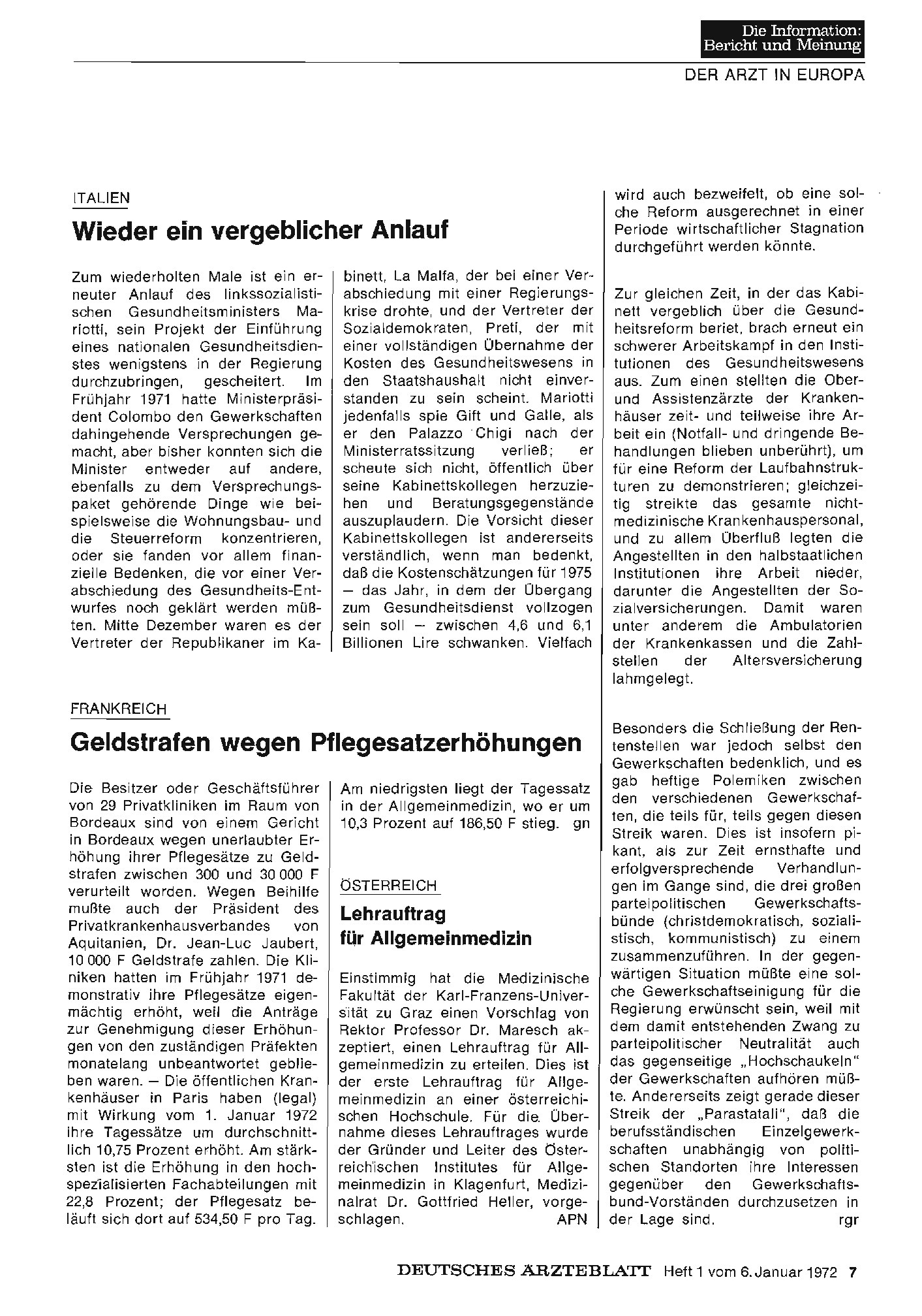 Vorschauseite 1: Österreich: Lehrauftrag für Allgemeinmedizin